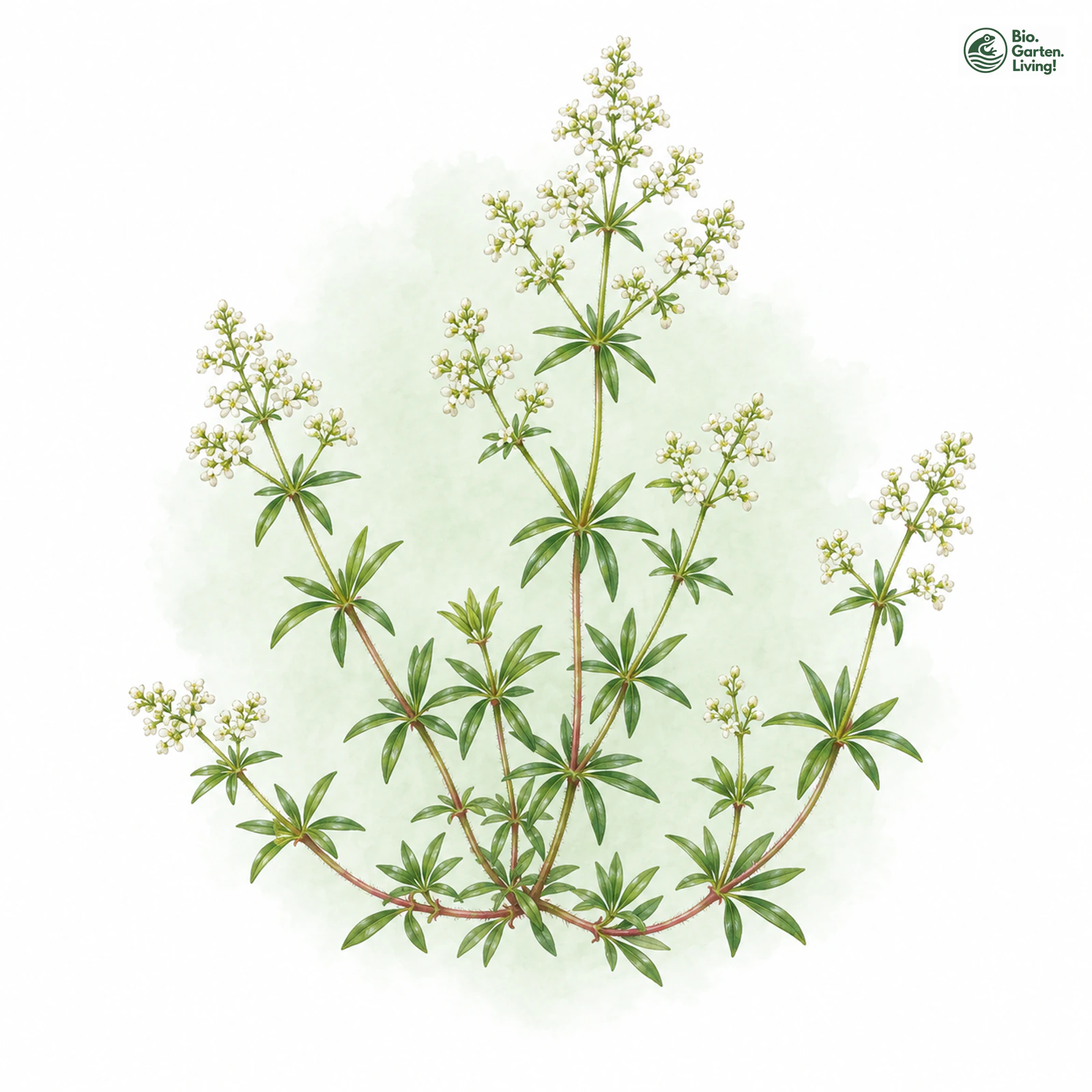 Aquarellzeichnung: Mährisches Labkraut (Galium valdepilosum)