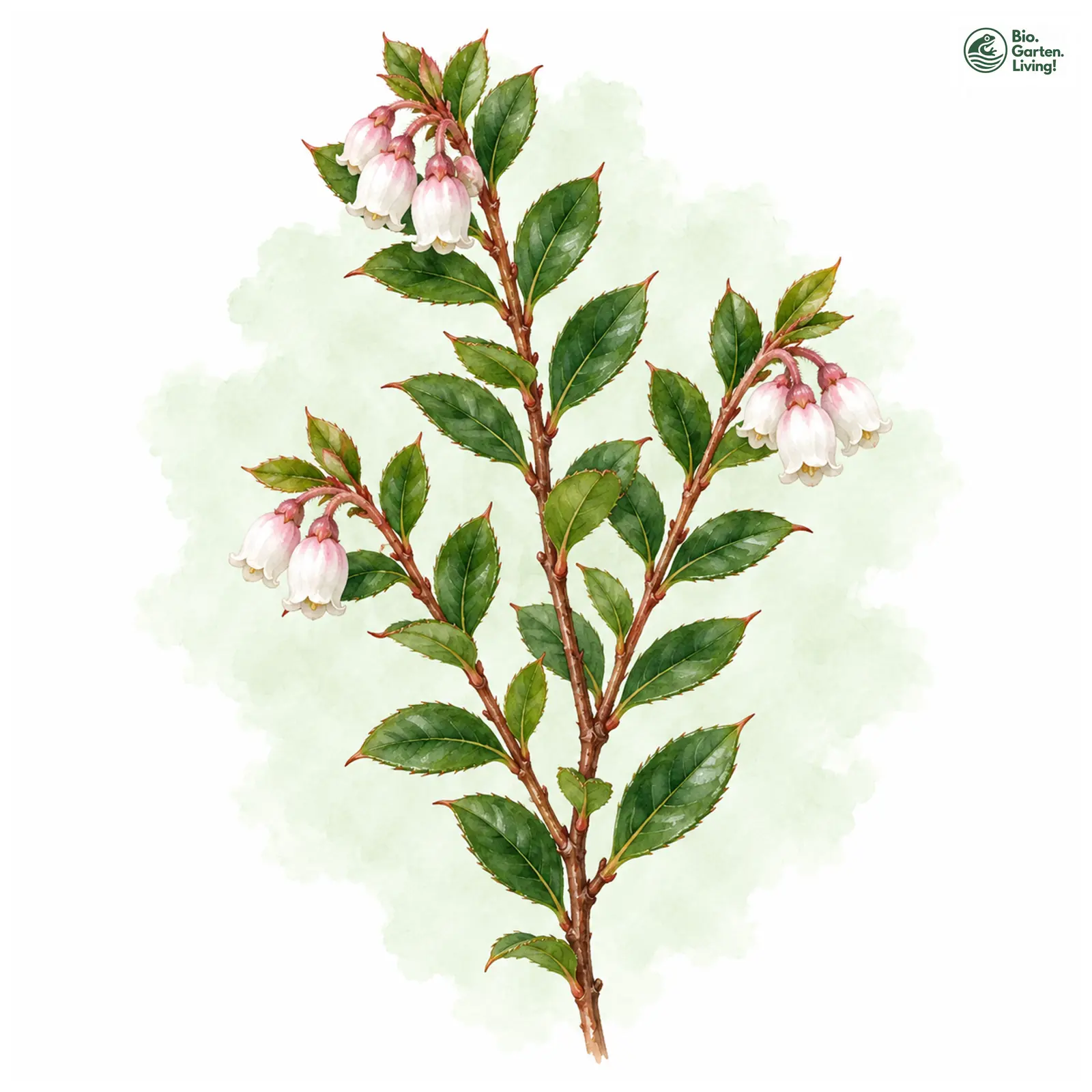 Aquarellzeichnung: Torfmyrte (Gaultheria mucronata)