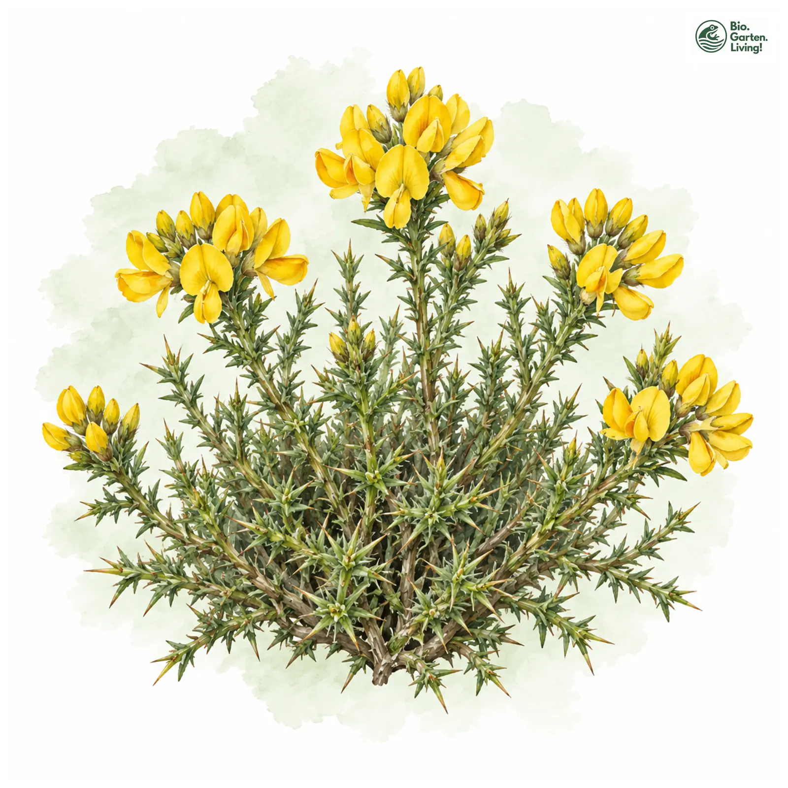 Aquarellzeichnung: Spanischer Ginster (Genista hispanica)