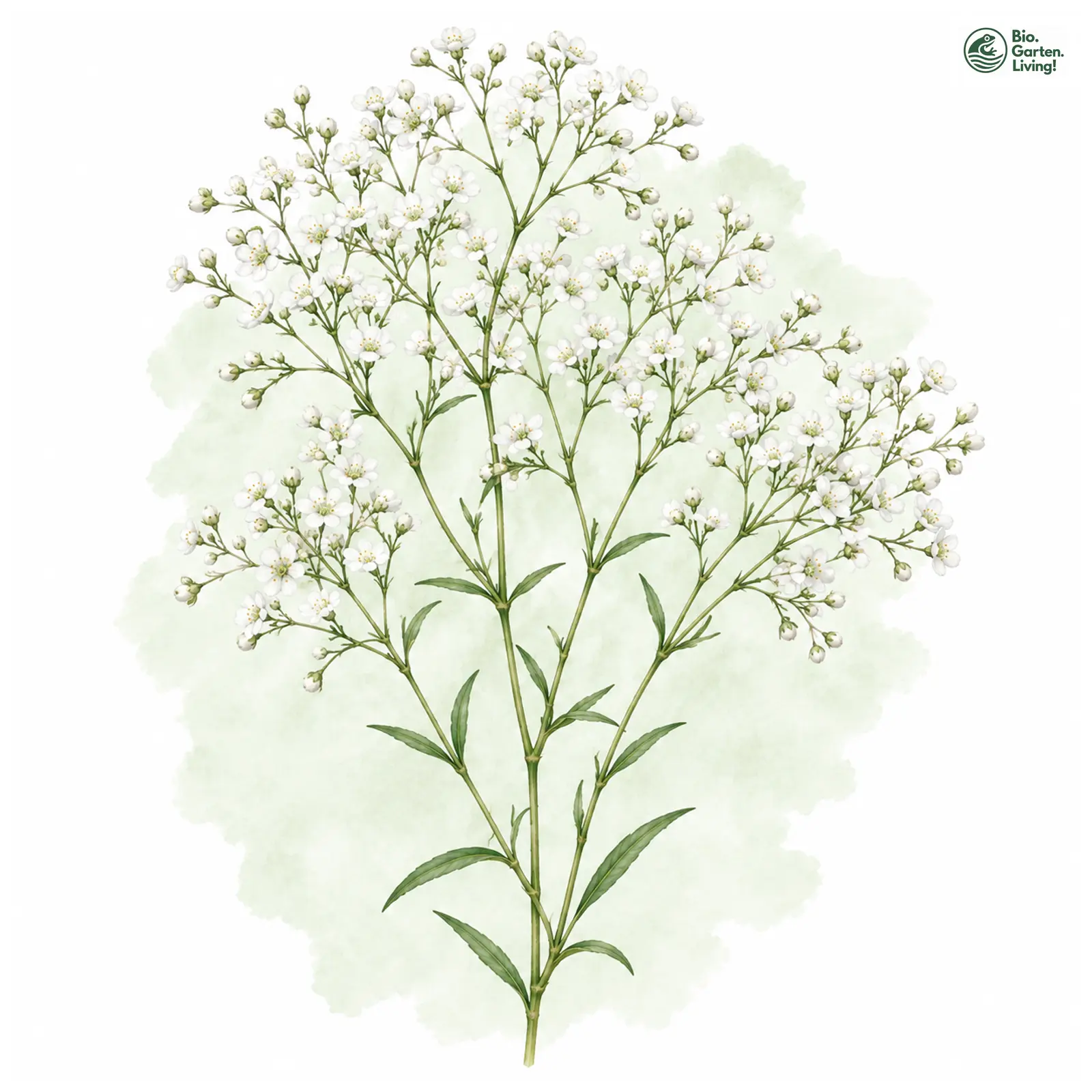 Aquarellzeichnung: Rispiges Schleierkraut (Gypsophila paniculata)