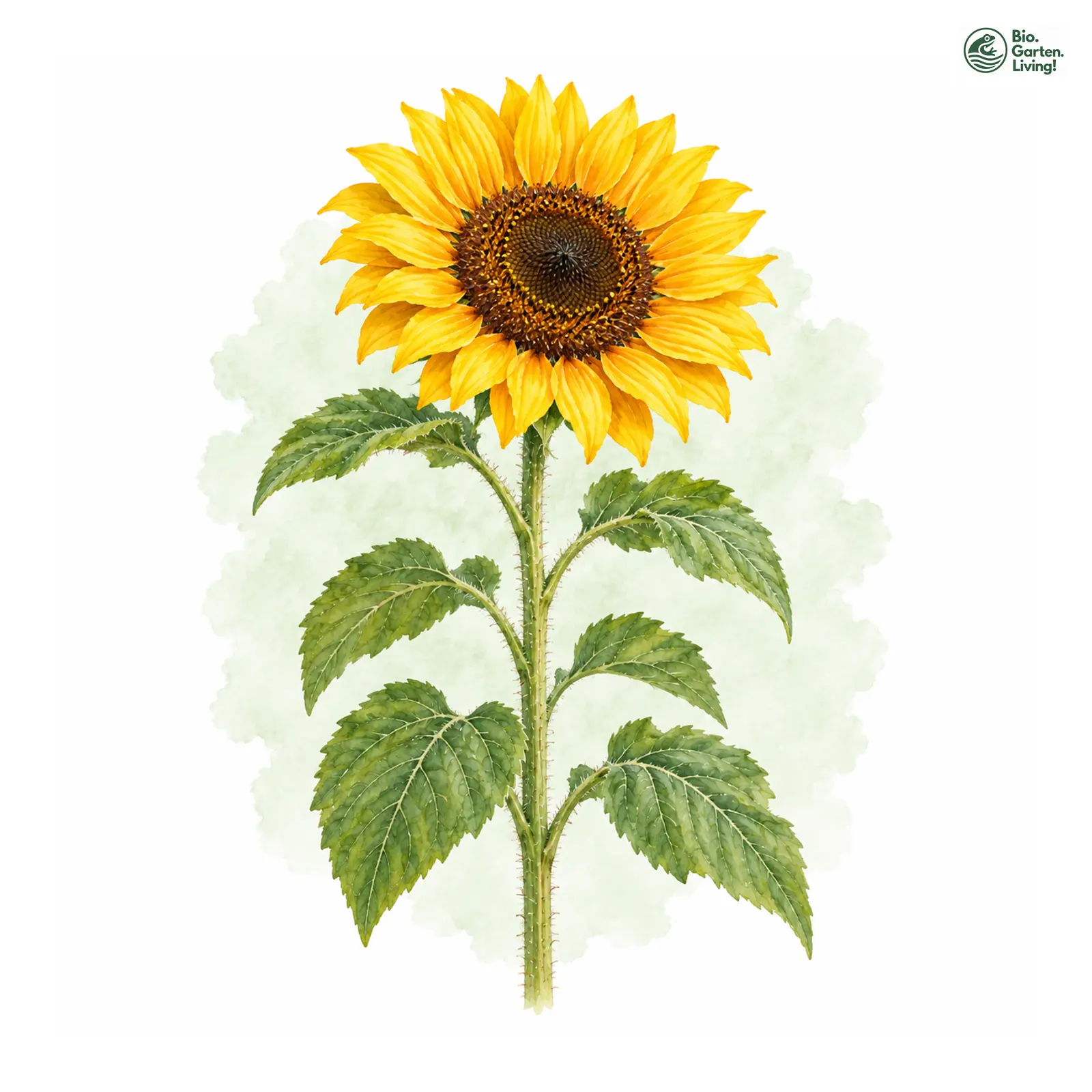 Aquarellzeichnung: Gewöhnliche Sonnenblume (Helianthus annuus)