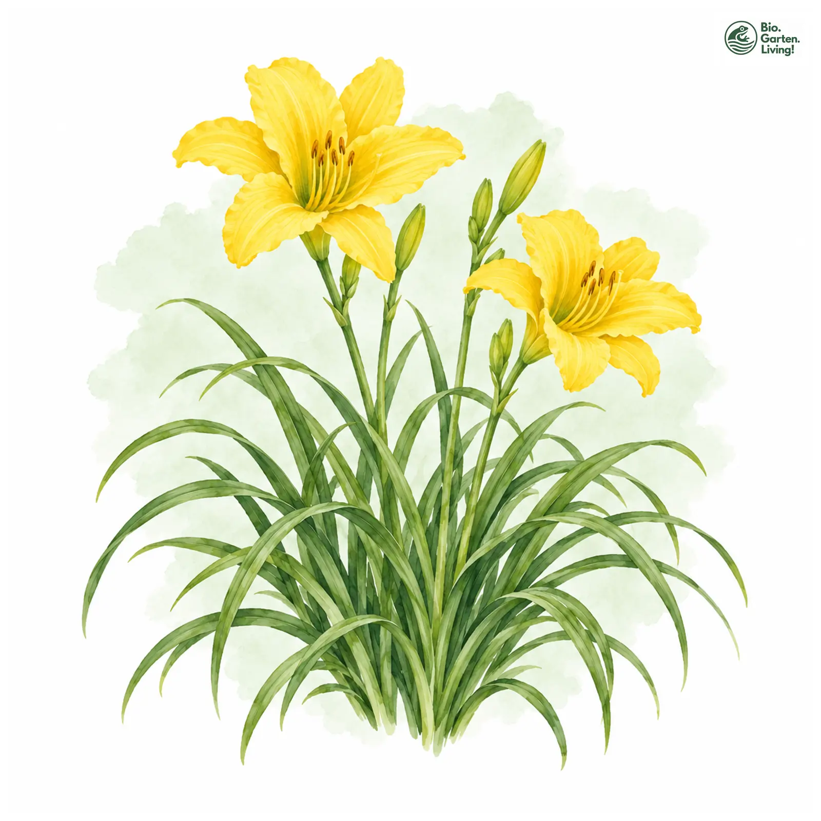 Aquarellzeichnung: Kleine Taglilie (Hemerocallis minor)