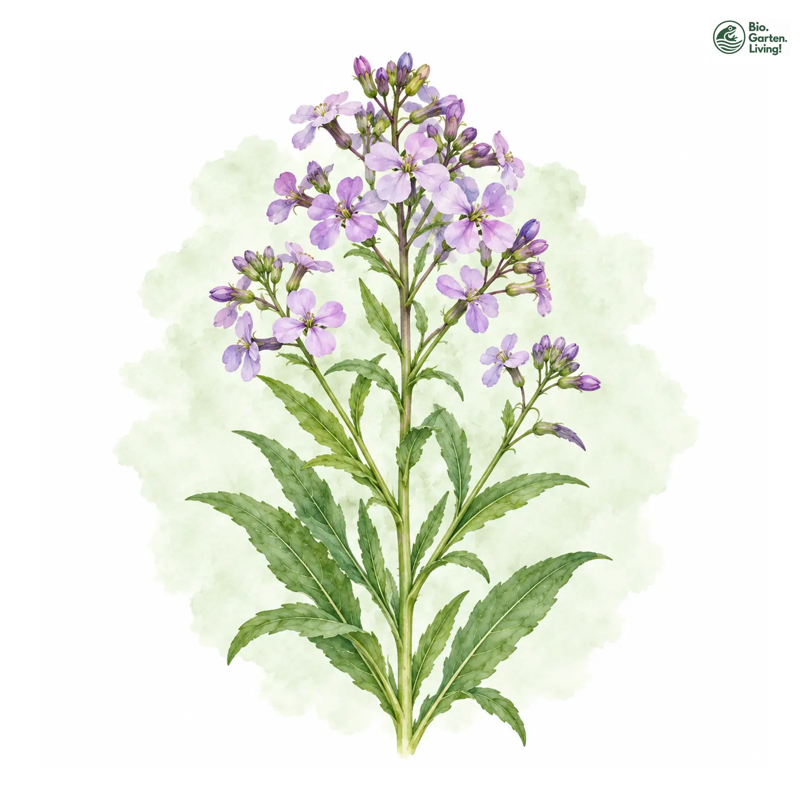 Aquarellzeichnung: Nachtviole (Hesperis matronalis)