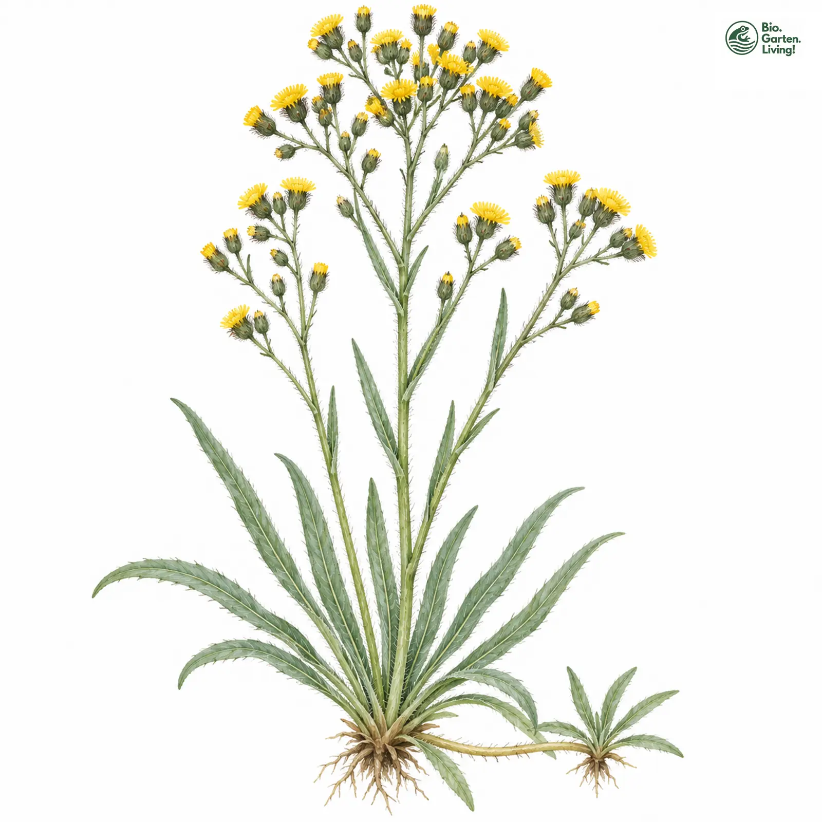 Aquarellzeichnung: Gleichberg-Habichtskraut (Hieracium aequimontis)