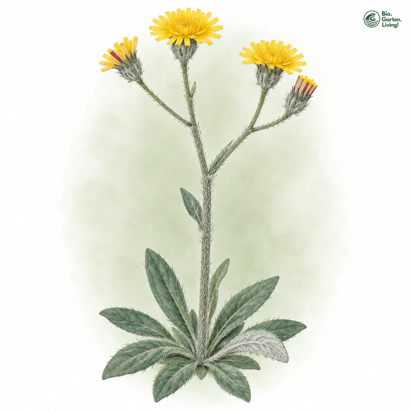 Aquarellzeichnung: Zweigabeliges Habichtskraut (Hieracium bifurcum)