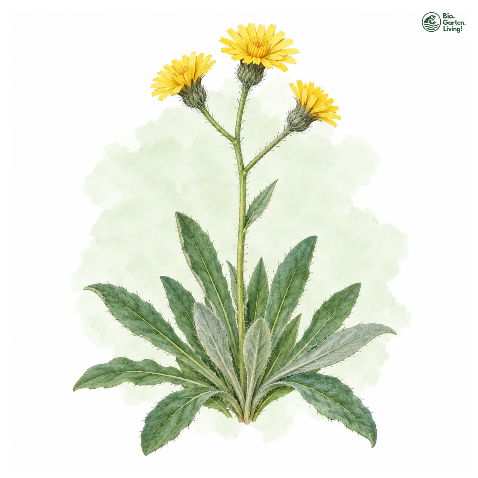 Aquarellzeichnung: Aschgraues Habichtskraut (Hieracium cinereiforme)
