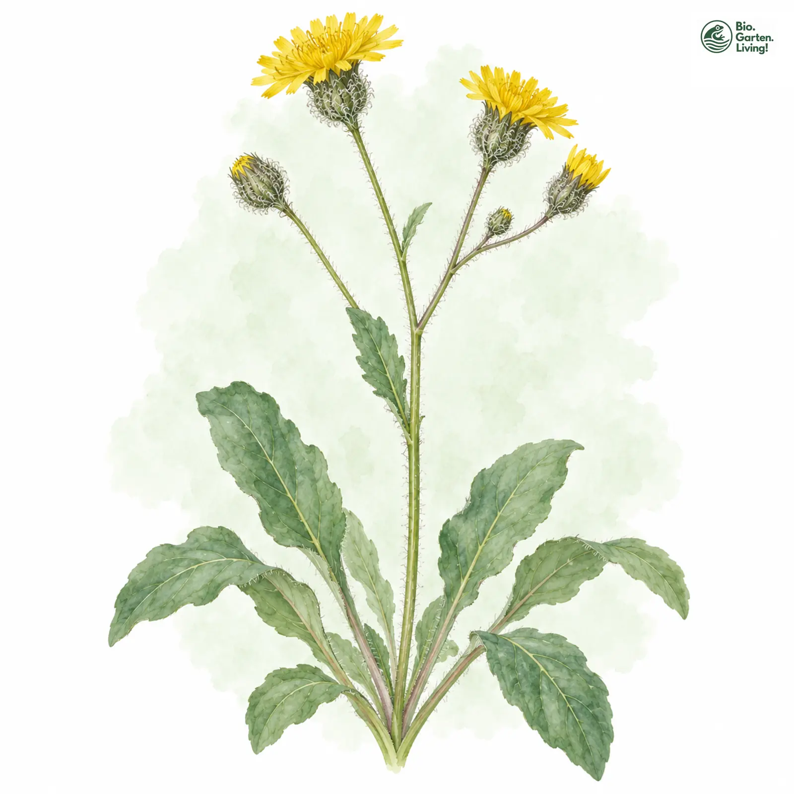 Aquarellzeichnung: Kraushaar-Habichtskraut (Hieracium cirritum)
