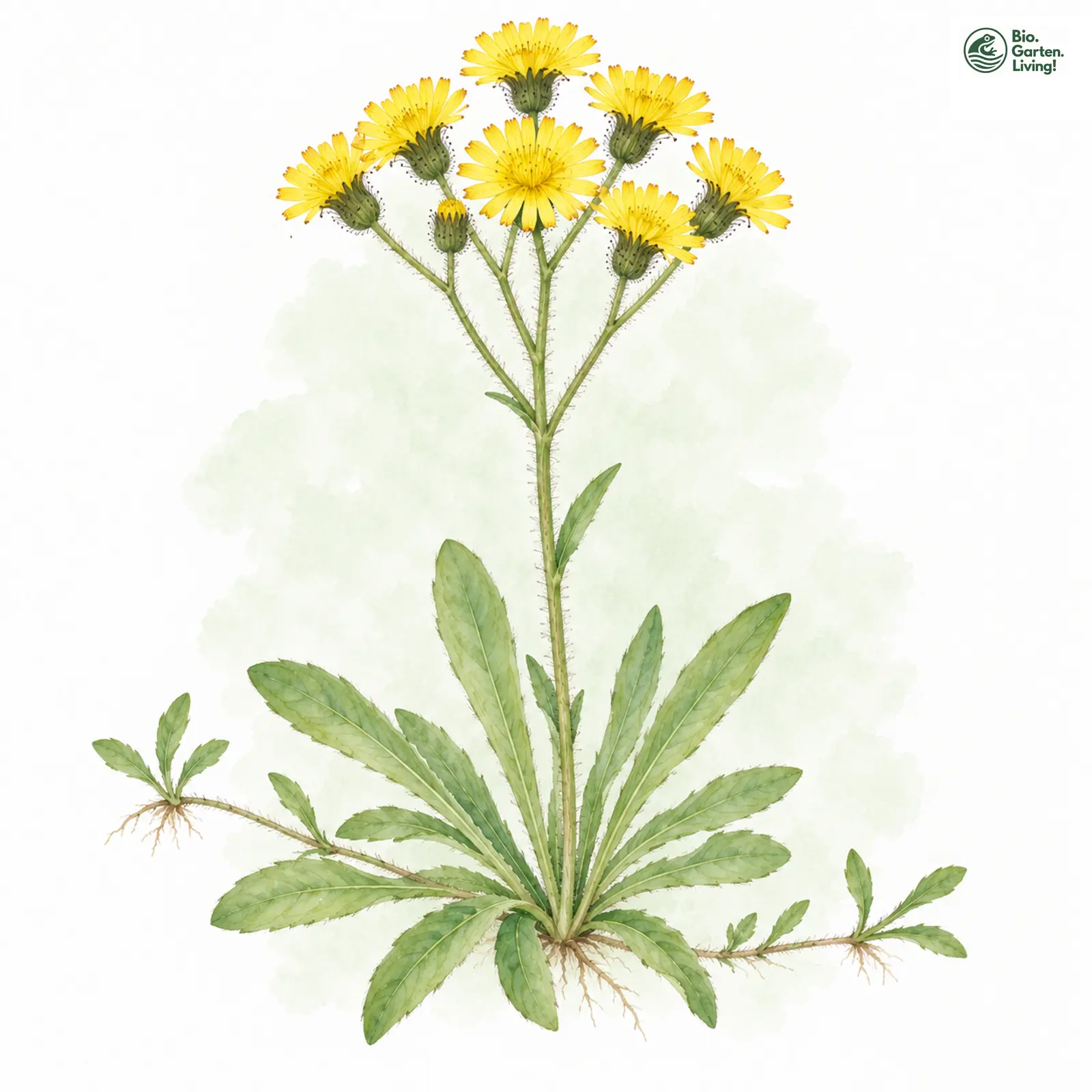 Aquarellzeichnung: Reichblütiges Habichtskraut (Hieracium floribundum)