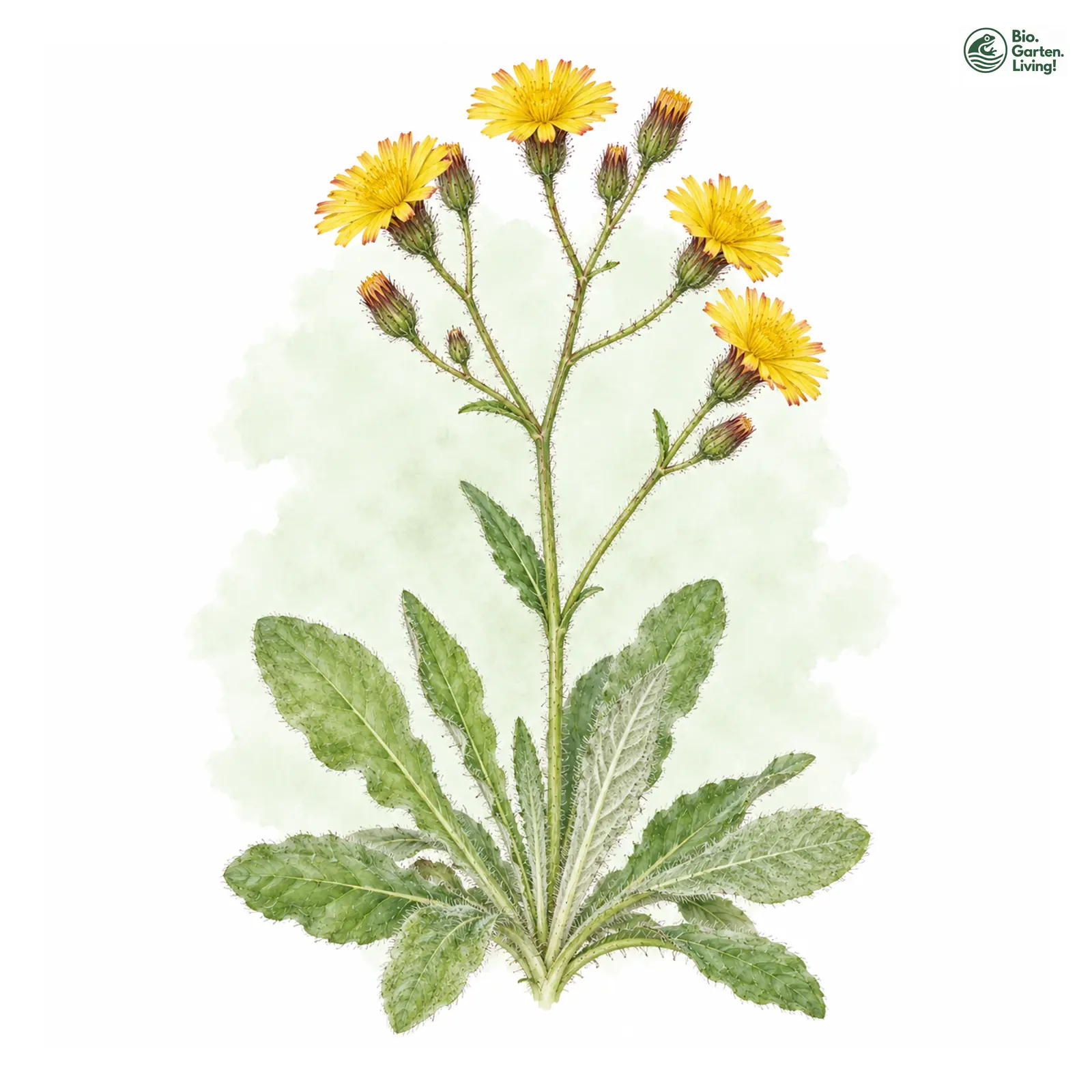 Aquarellzeichnung: Schönköpfiges Habichtskraut (Hieracium hybridum)