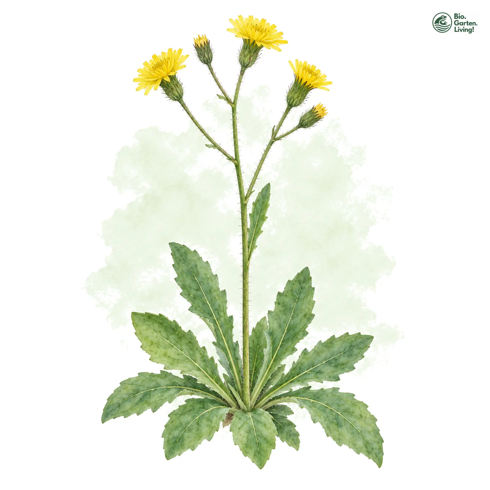 Aquarellzeichnung: Wiesbaur-Habichtskraut (Hieracium hypochoeroides)