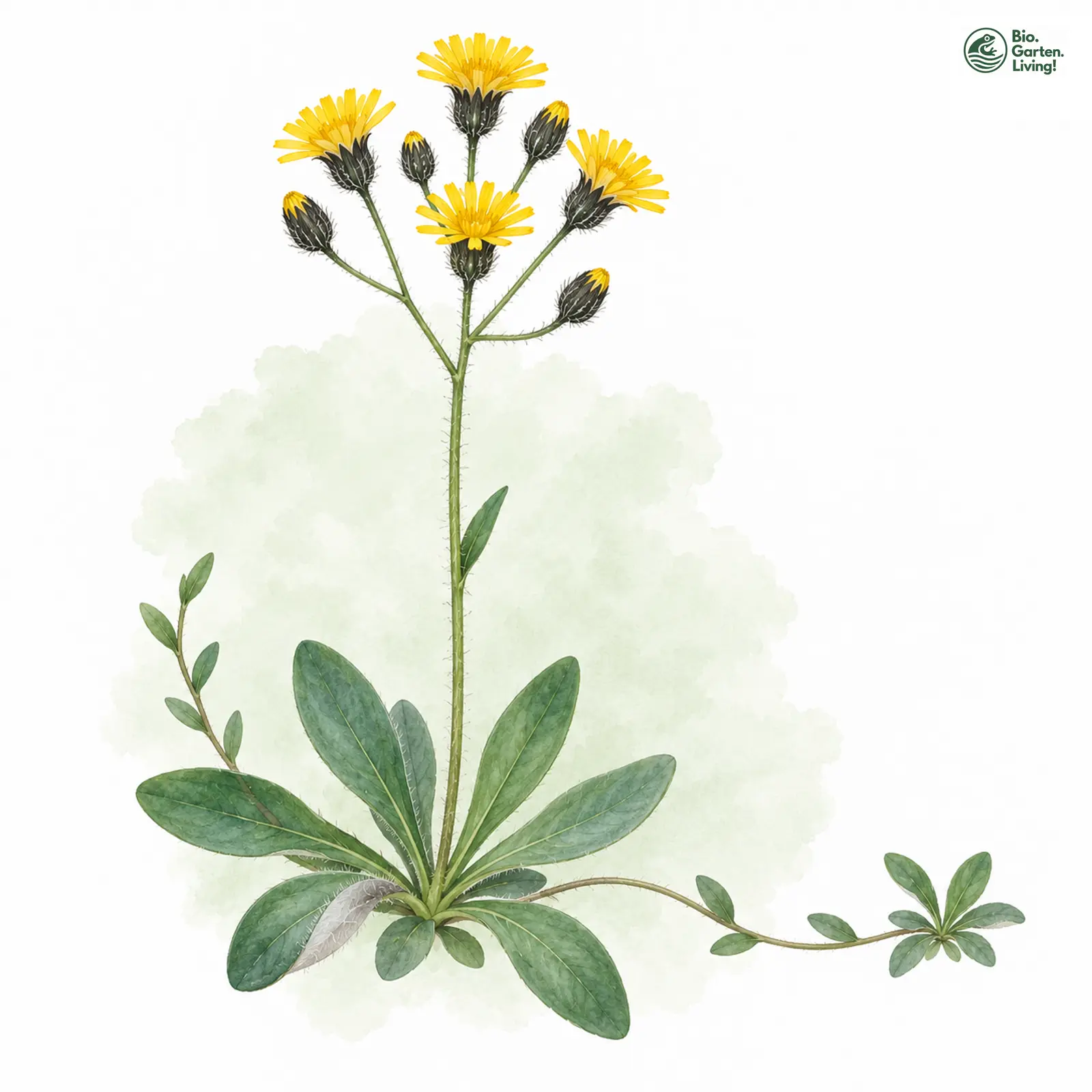 Aquarellzeichnung: Isergebirgs-Habichtskraut (Hieracium iseranum)