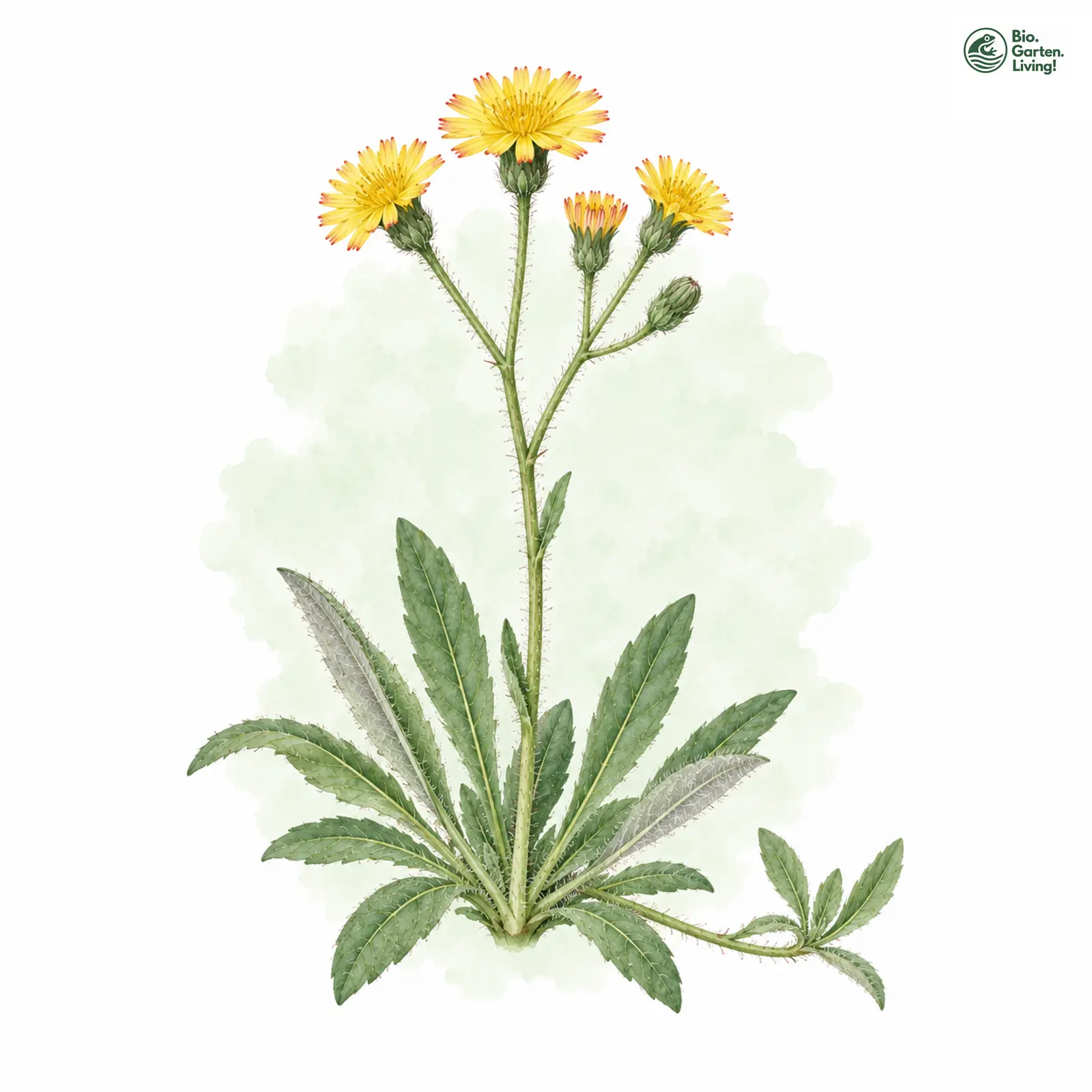 Aquarellzeichnung: Kalksburger Habichtskraut (Hieracium kalksburgense)