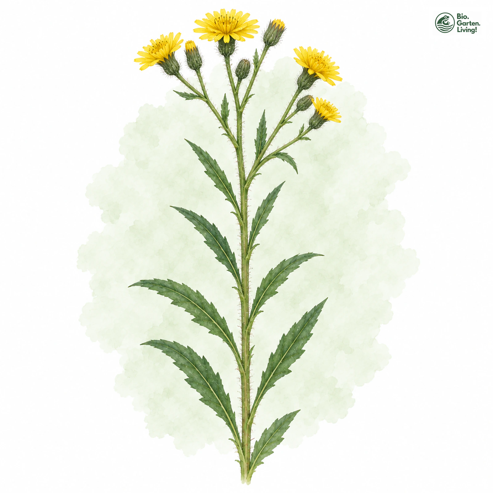 Aquarellzeichnung: Norwegisches Habichtskraut (Hieracium norvegicum)