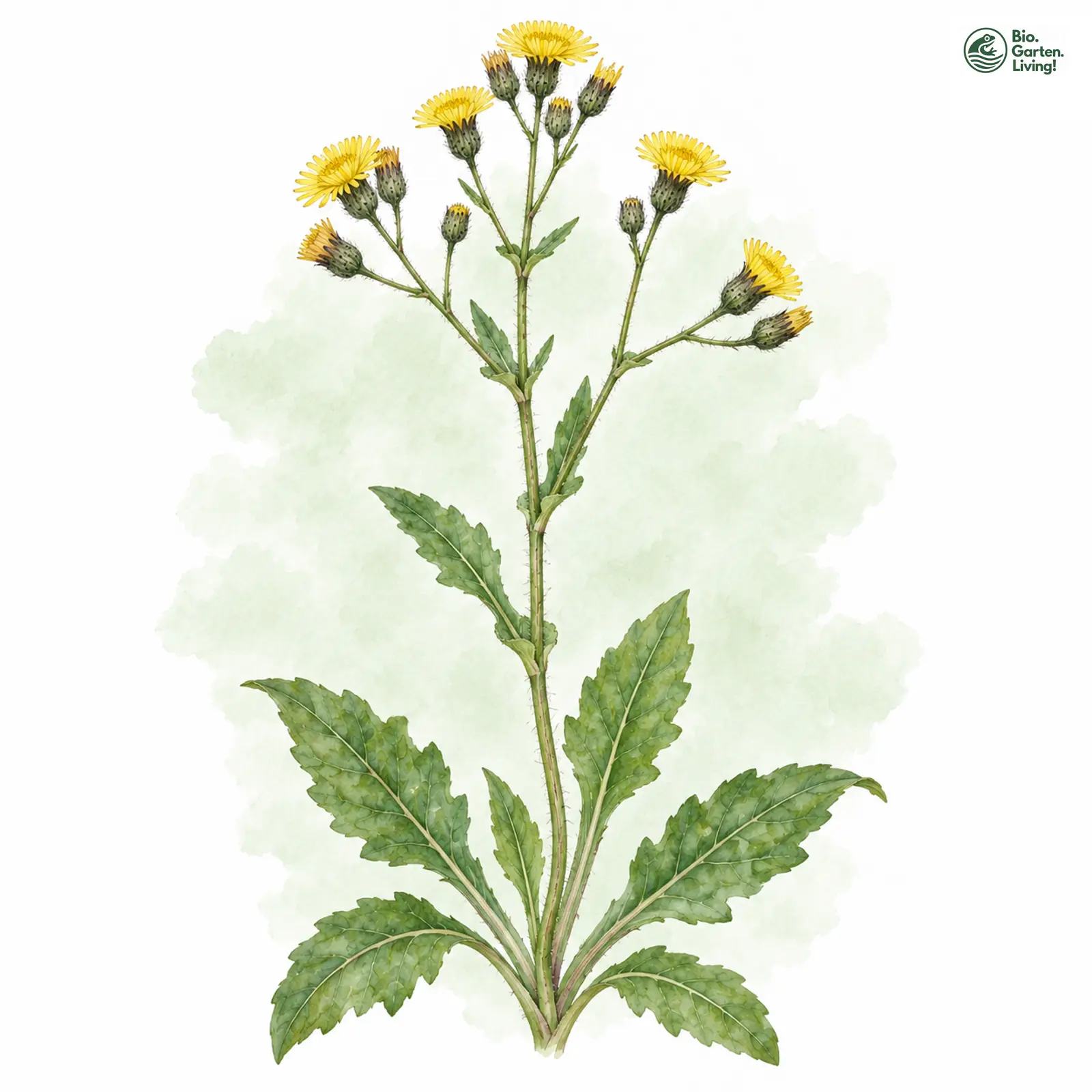 Aquarellzeichnung: Verdunkeltes Habichtskraut (Hieracium obscuratum)