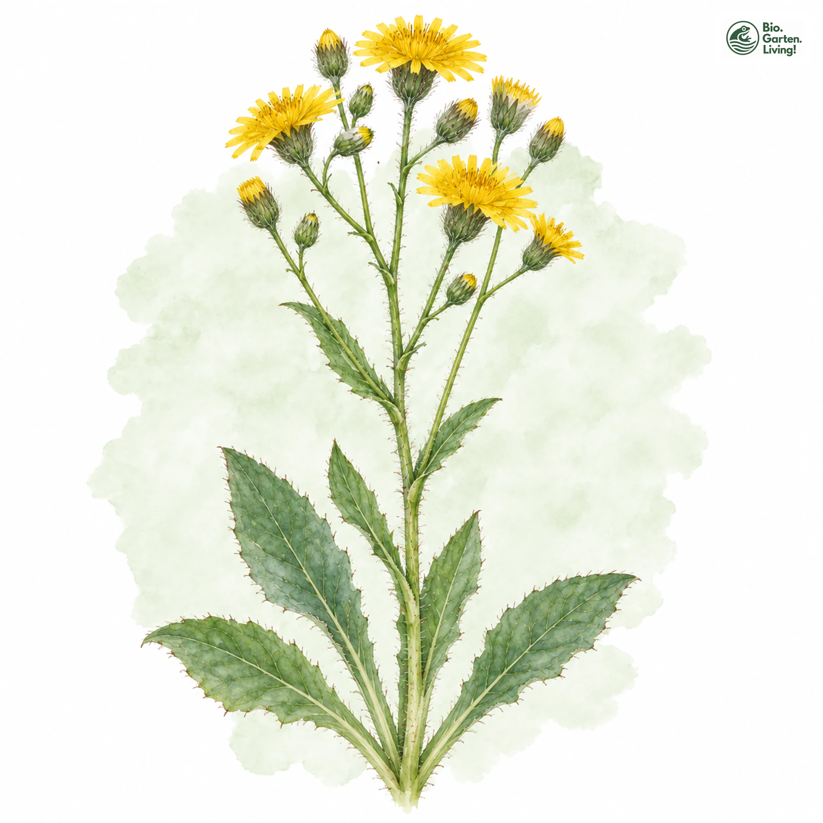Aquarellzeichnung: Lotwurz-Habichtskraut (Hieracium onosmoides)