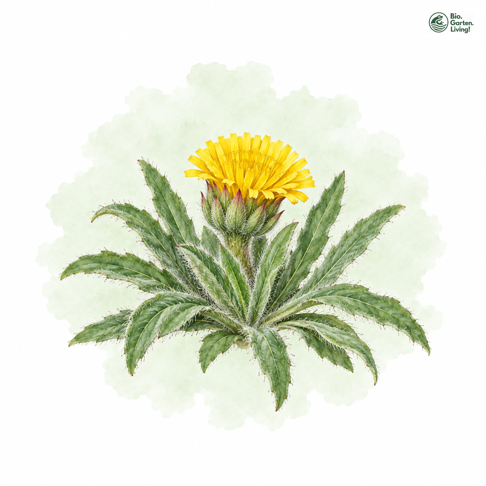 Aquarellzeichnung: Lepeletier-Habichtskraut (Hieracium peleterianum)