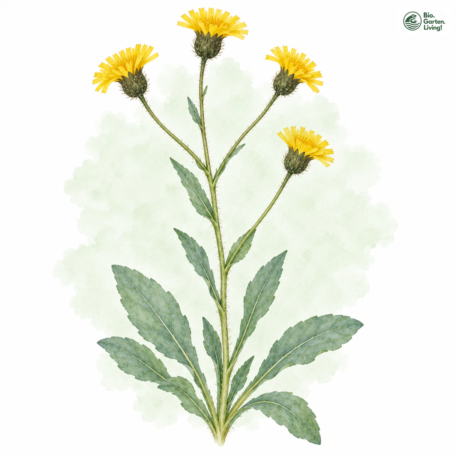 Aquarellzeichnung: Lockerästiges Habichtskraut (Hieracium sparsiramum)