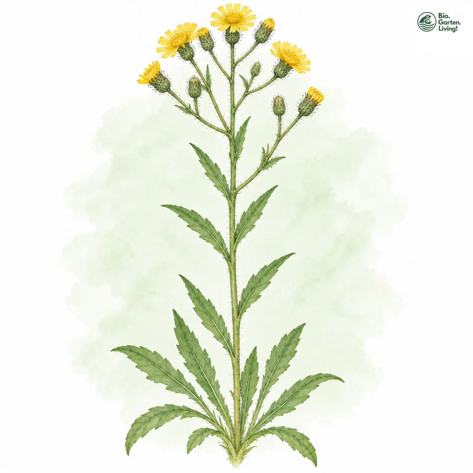 Aquarellzeichnung: Hochwüchsiges Habichtskraut (Hieracium subrigidum)