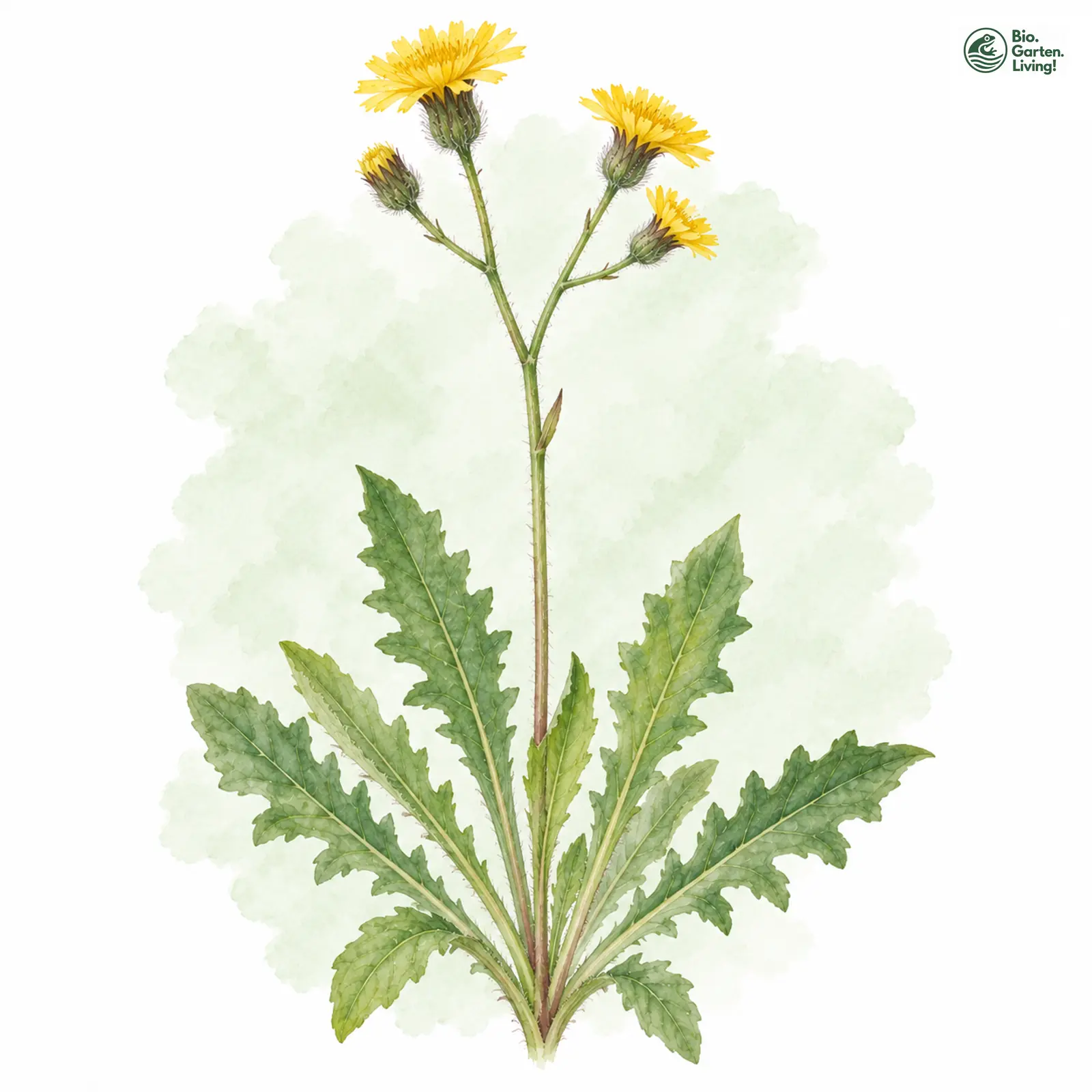 Aquarellzeichnung: Valodda-Habichtskraut (Hieracium valoddae)