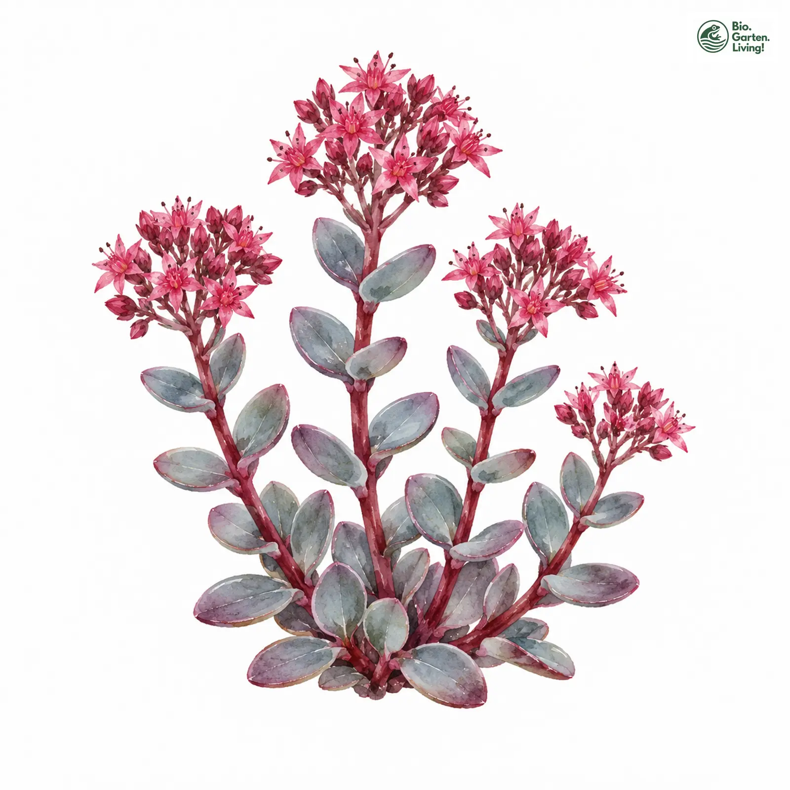 Aquarellzeichnung: Blaugraues Fettblatt (Hylotelephium cyaneum)