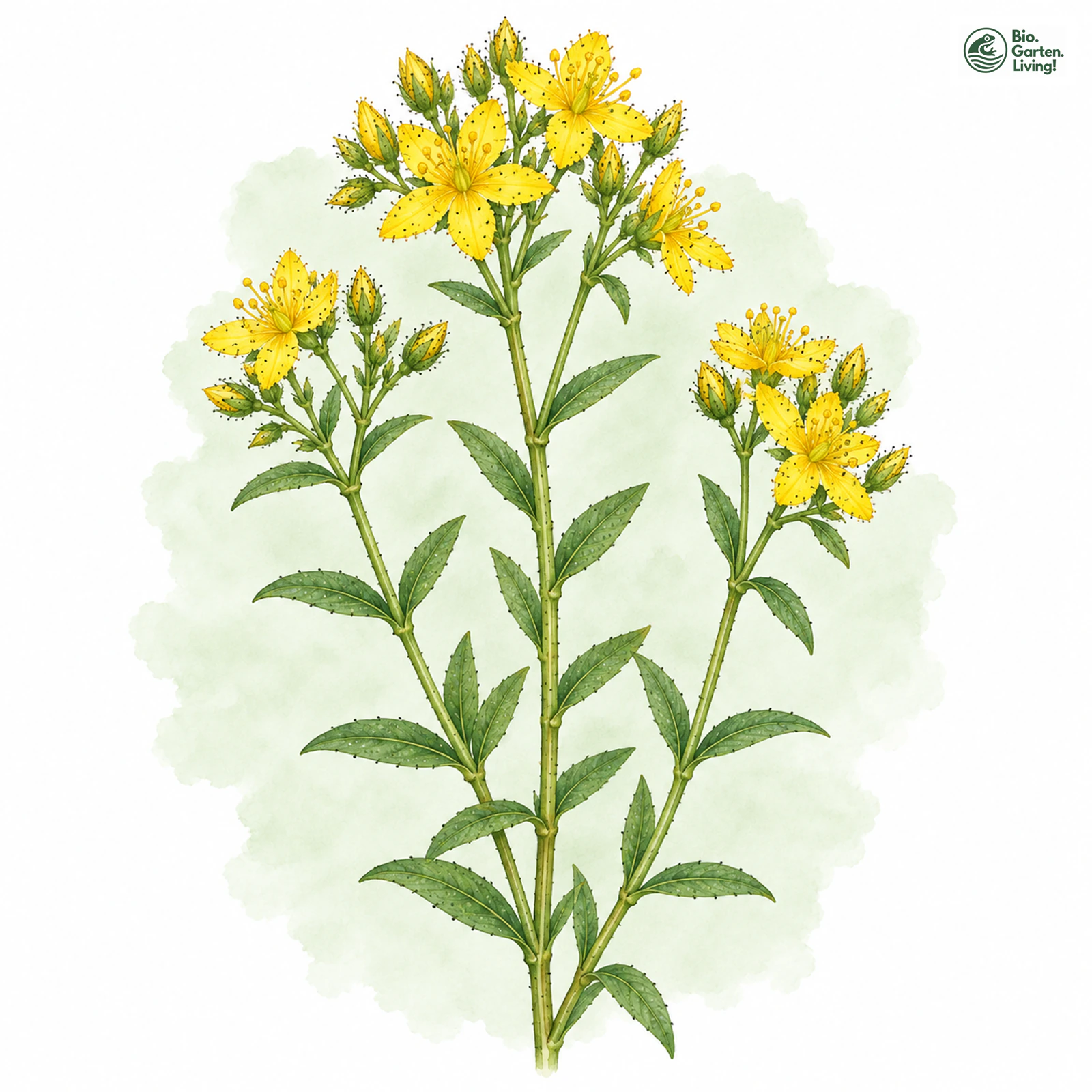 Aquarellzeichnung: Zierliches Hartheu (Hypericum elegans)
