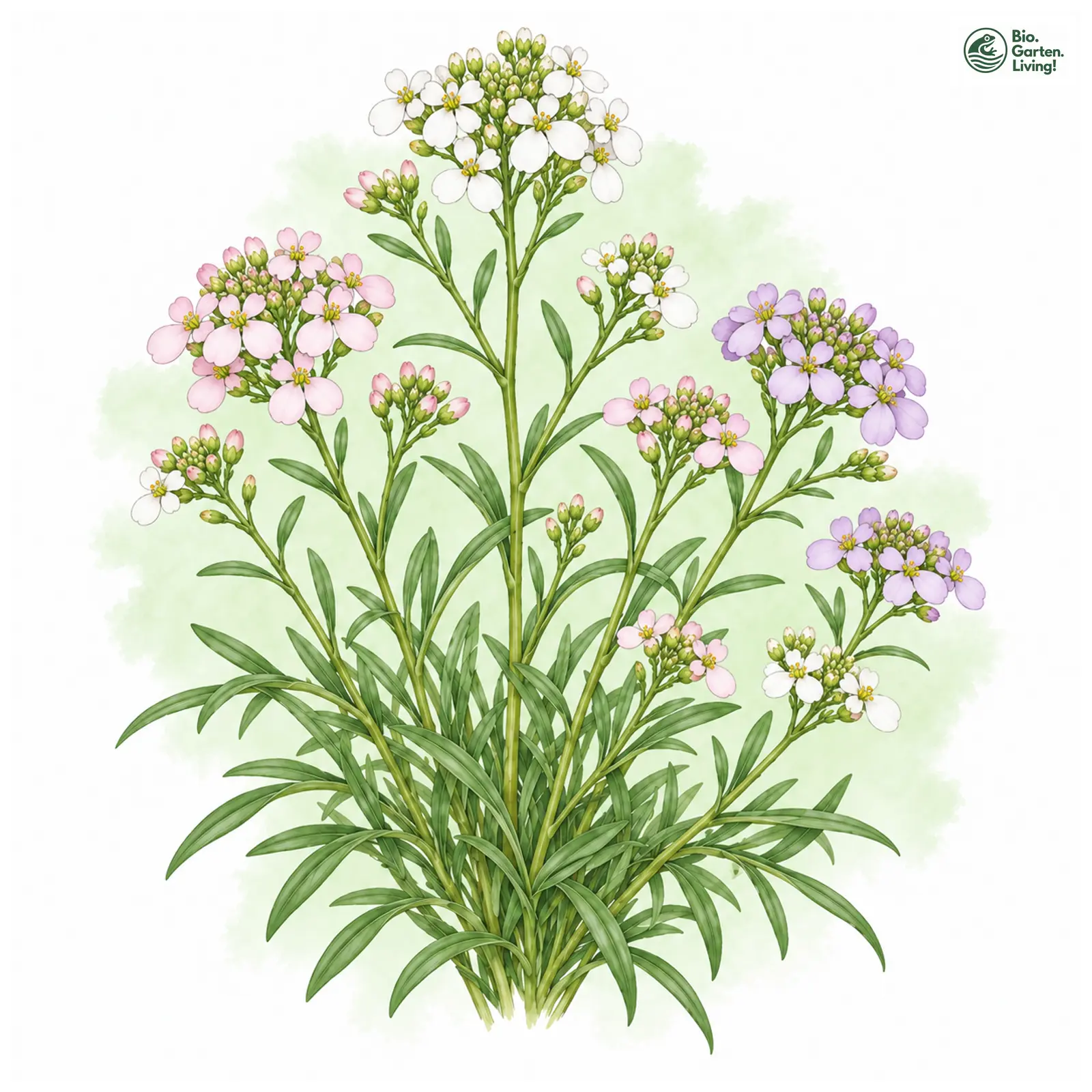 Aquarellzeichnung: Doldige Schleifenblume (Iberis umbellata)