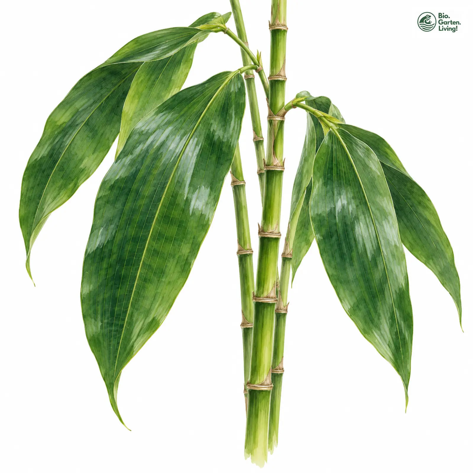 Aquarellzeichnung: Großblättriger Bambus (Indocalamus tessellatus)