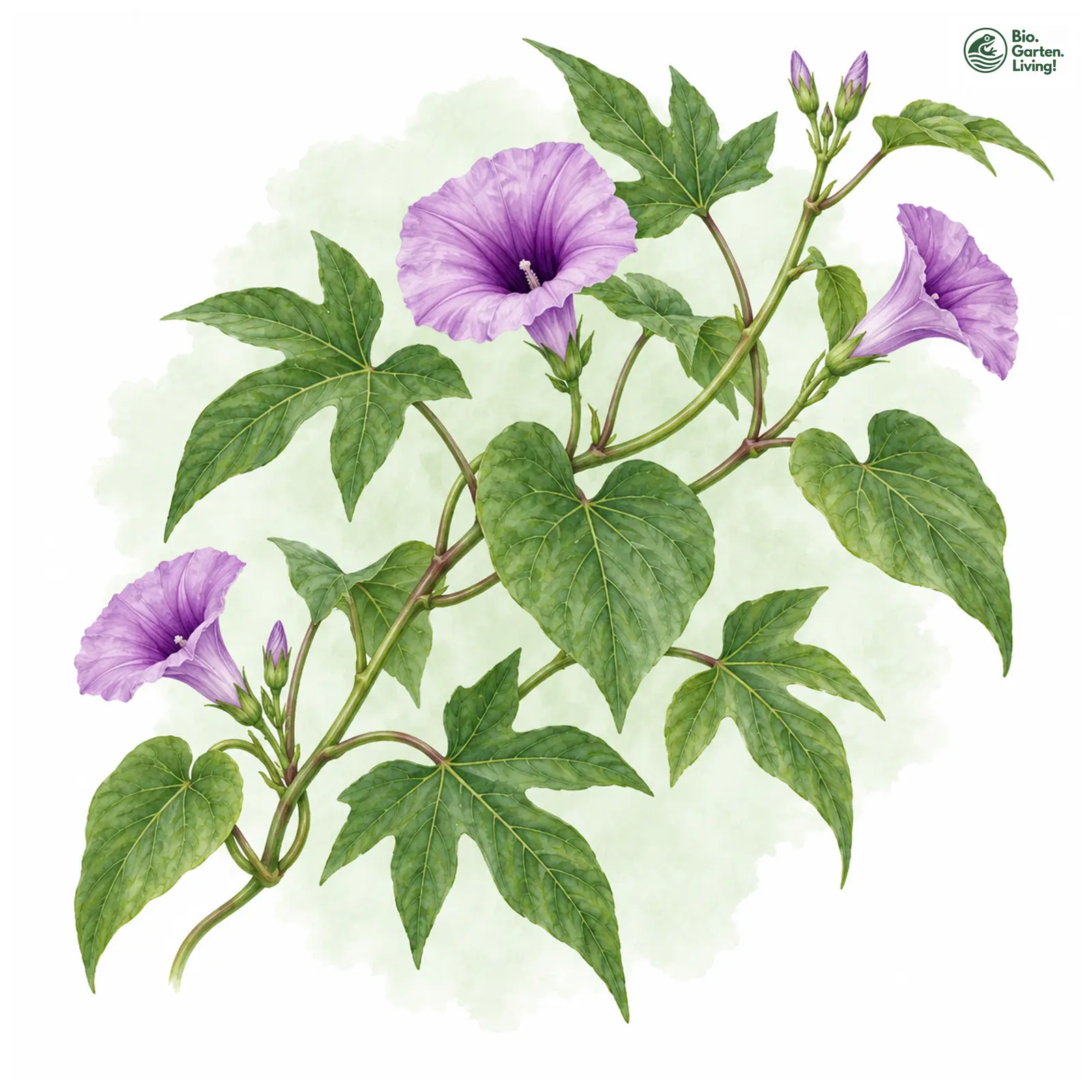 Aquarellzeichnung: Süßkartoffel (Ipomoea batatas)