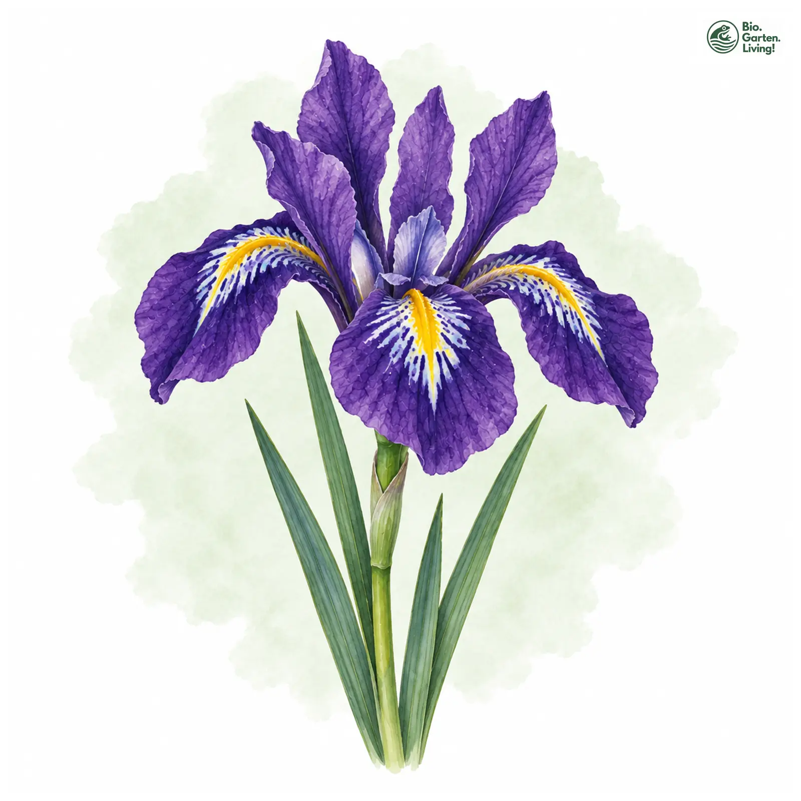 Aquarellzeichnung: Netzblatt-Schwertlilie (Iris reticulata)