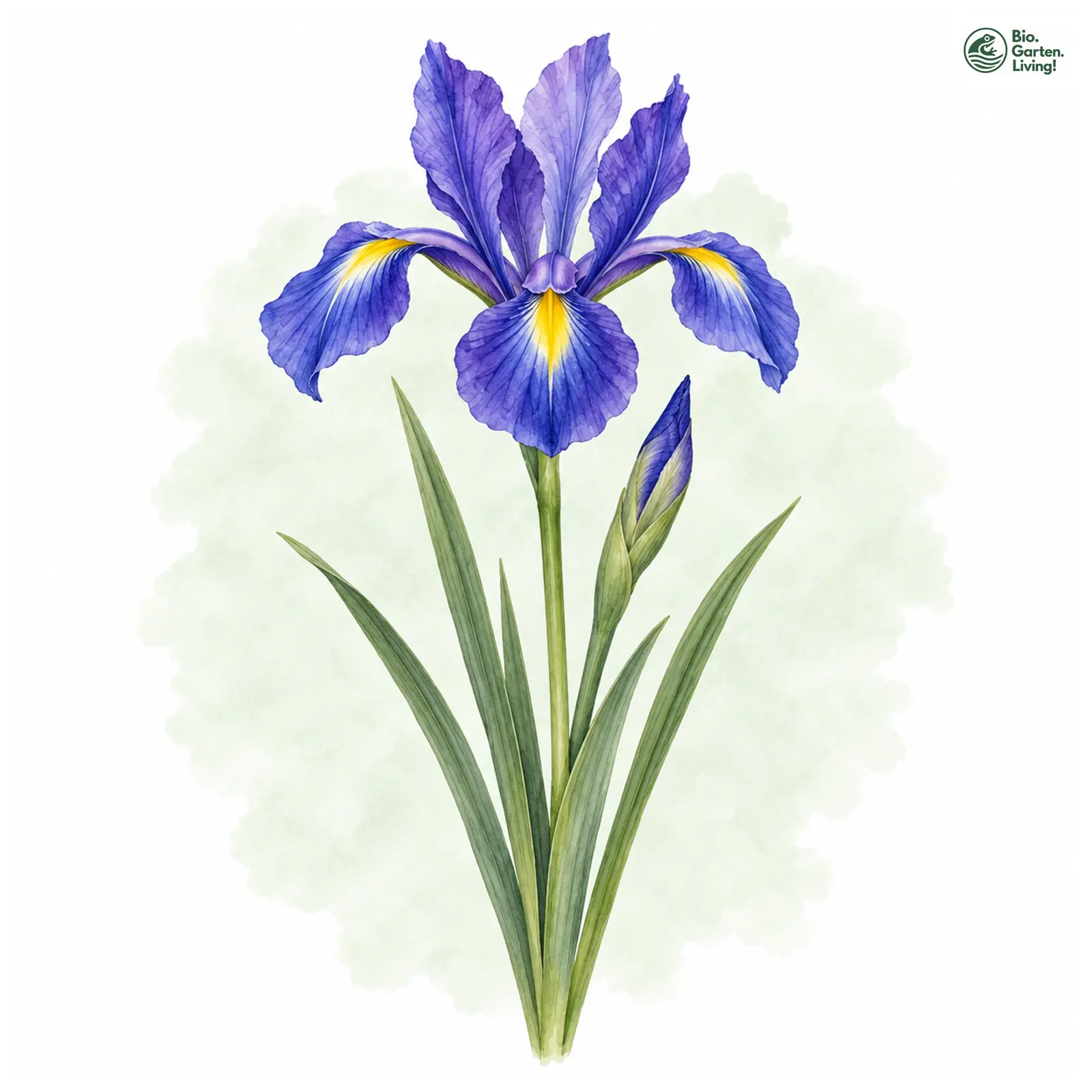 Aquarellzeichnung: Holländische Schwertlilie (Iris × hollandica)