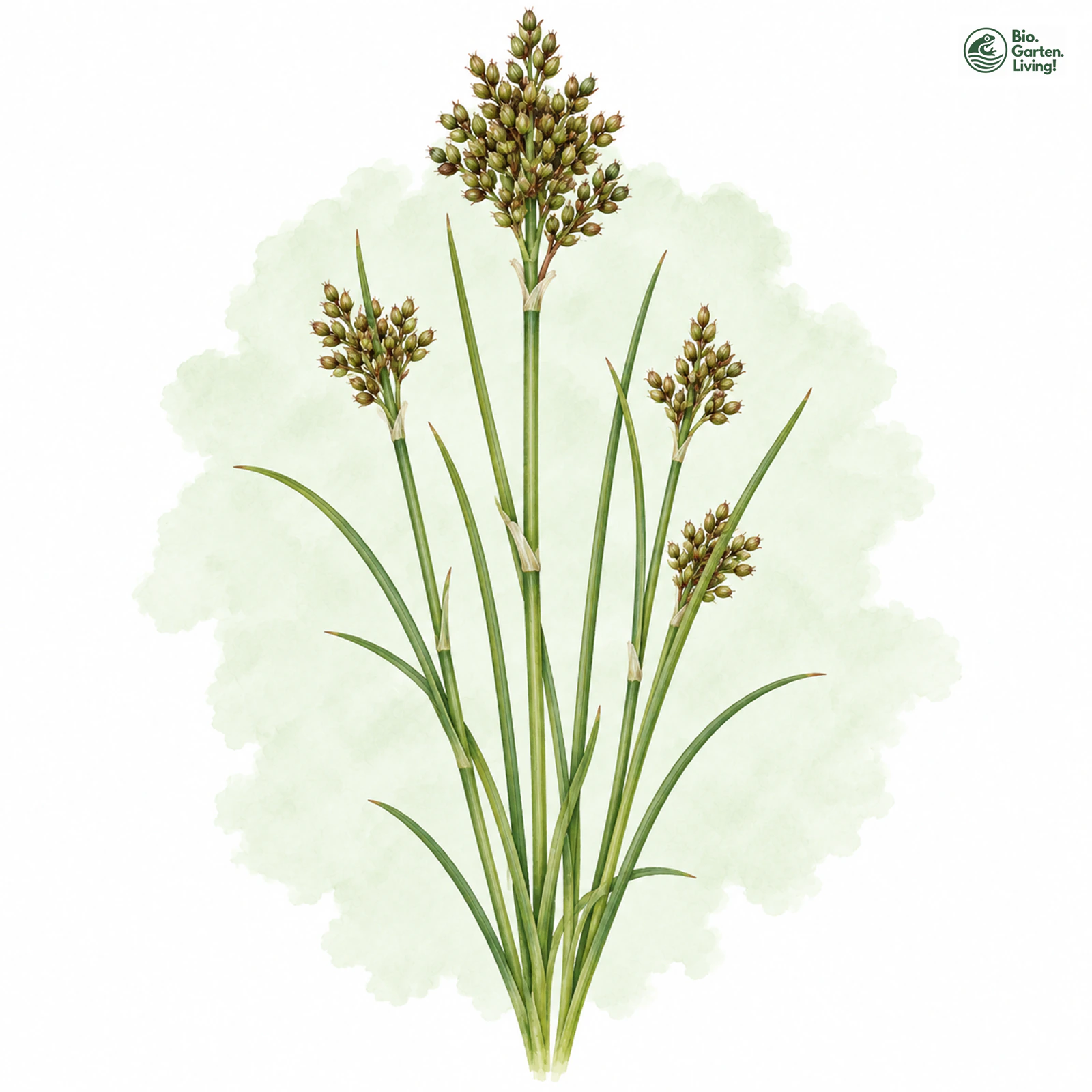 Aquarellzeichnung: Zweischneidige Binse (Juncus anceps)