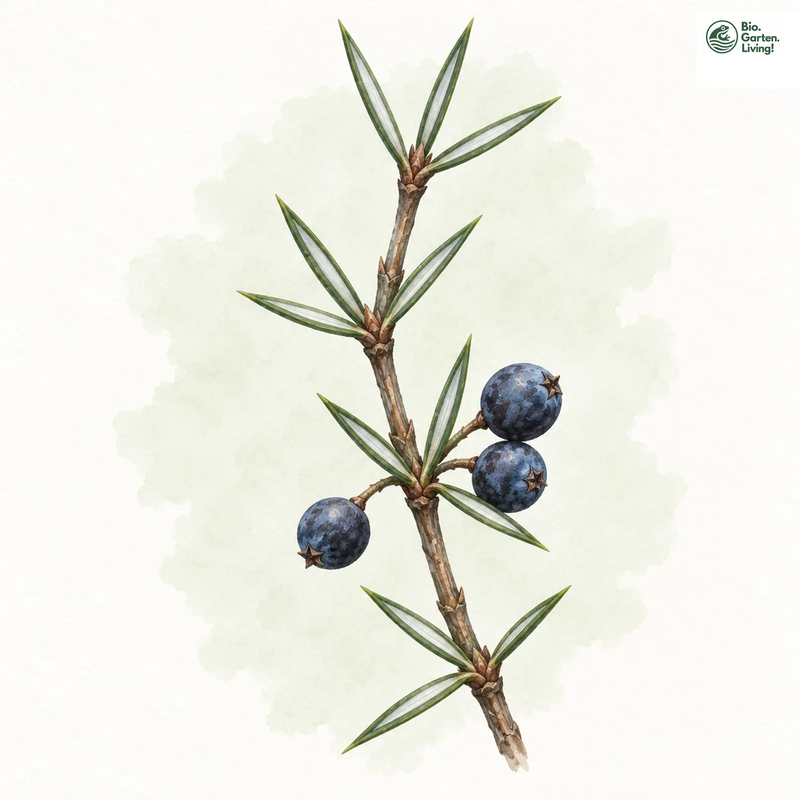 Aquarellzeichnung: Gewöhnlicher Wacholder (Juniperus communis (im weiteren Sinne))