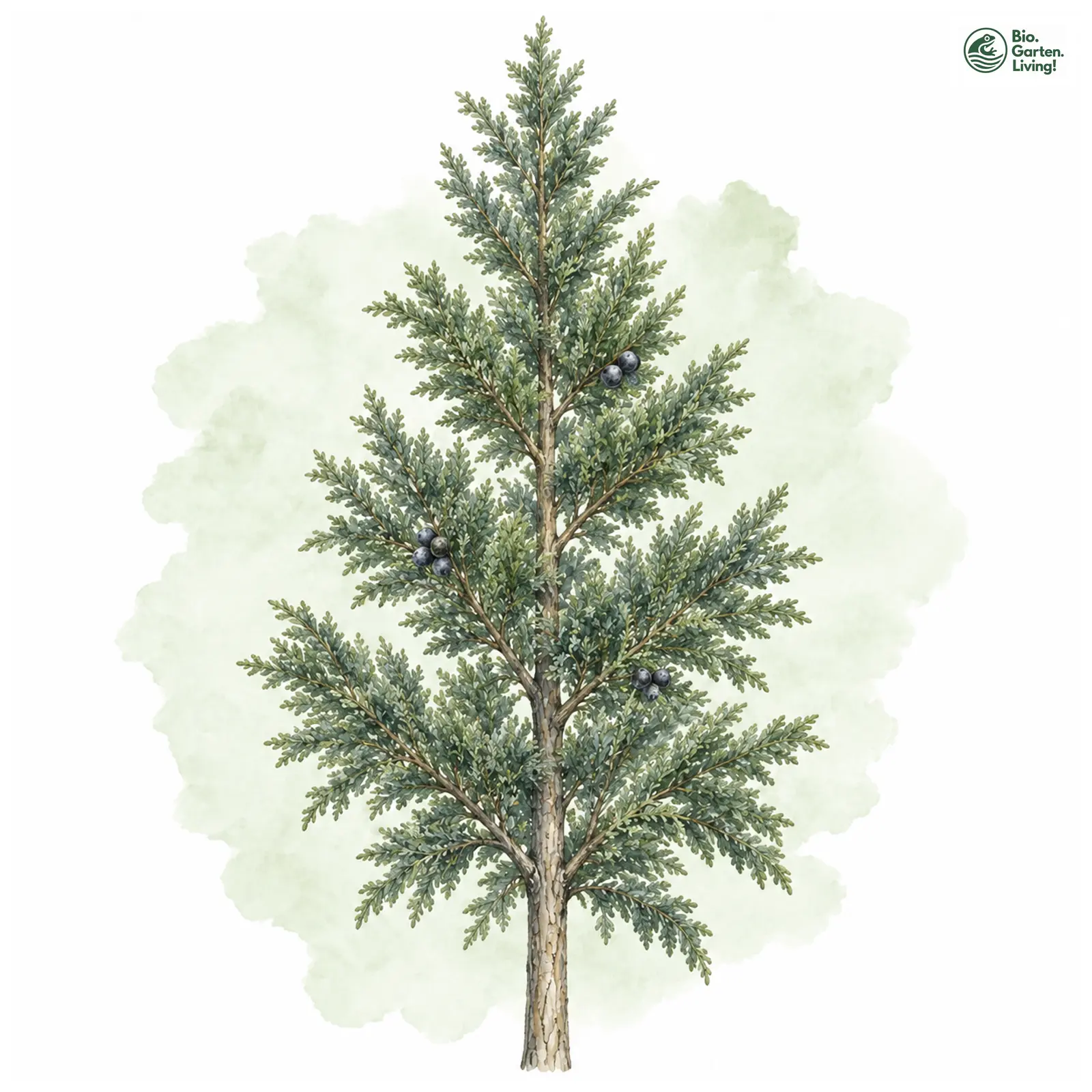 Aquarellzeichnung: Griechischer Wacholder (Juniperus excelsa)