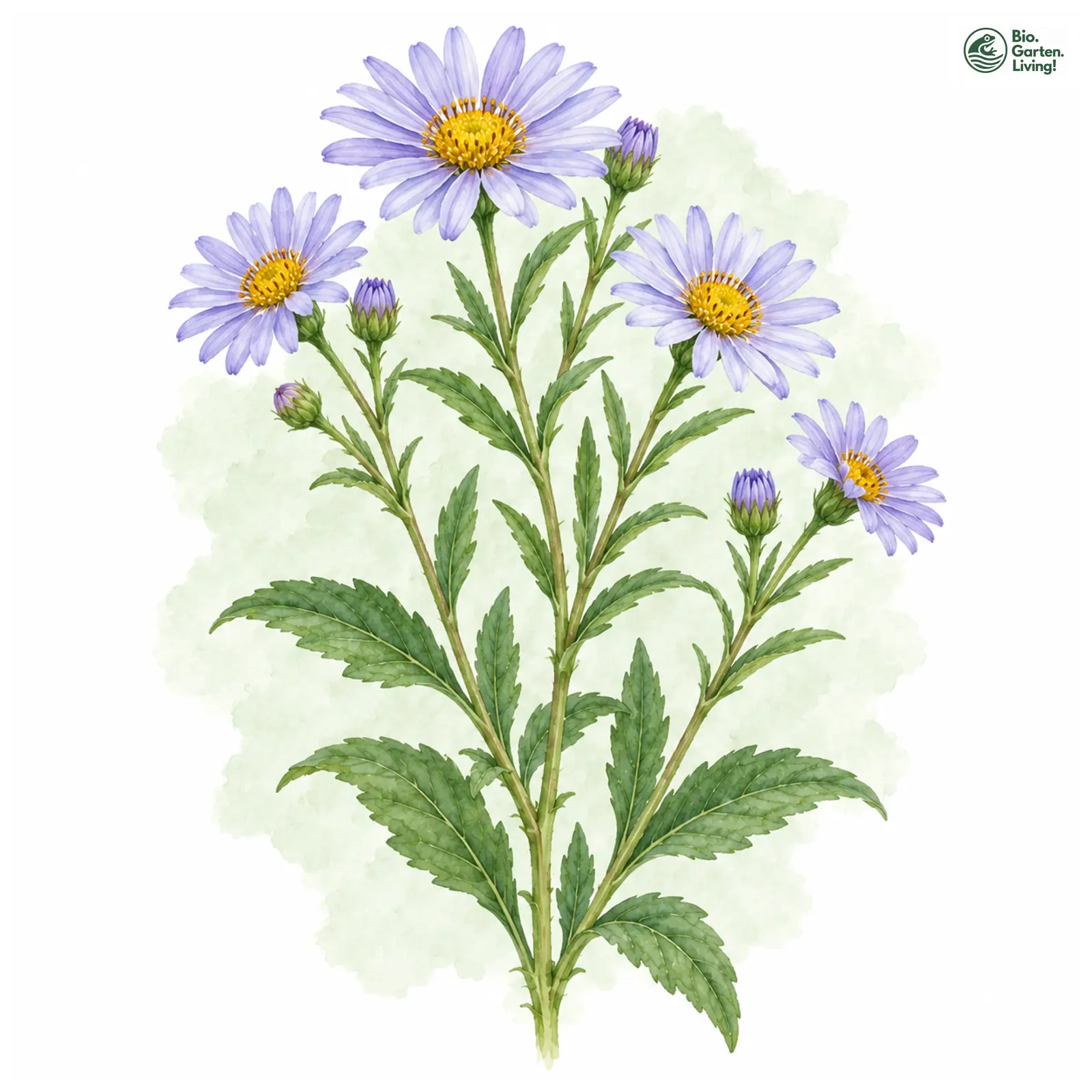 Aquarellzeichnung: Schönaster (Kalimeris yomena)