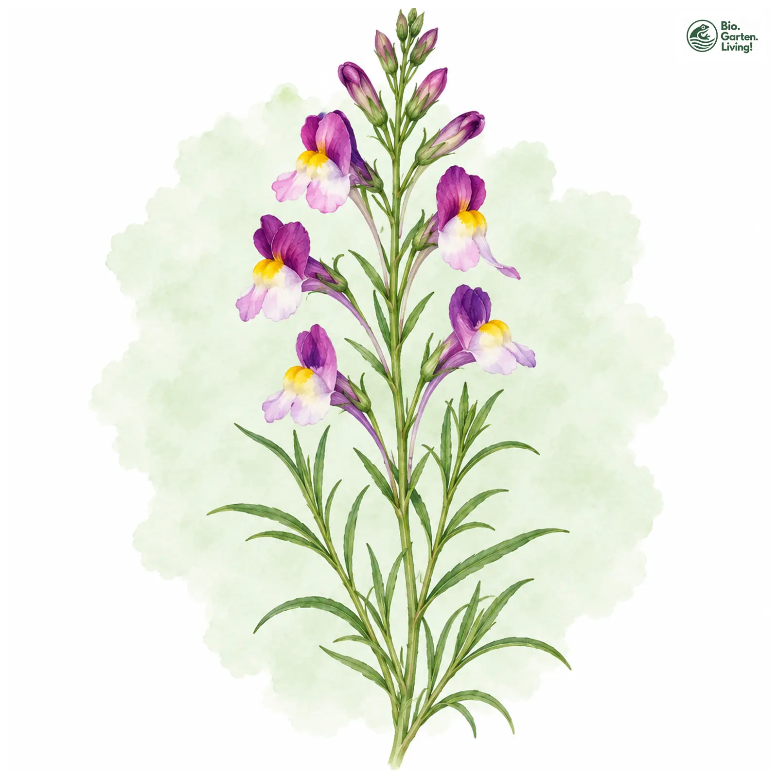 Aquarellzeichnung: Marokkanisches Leinkraut (Linaria maroccana)