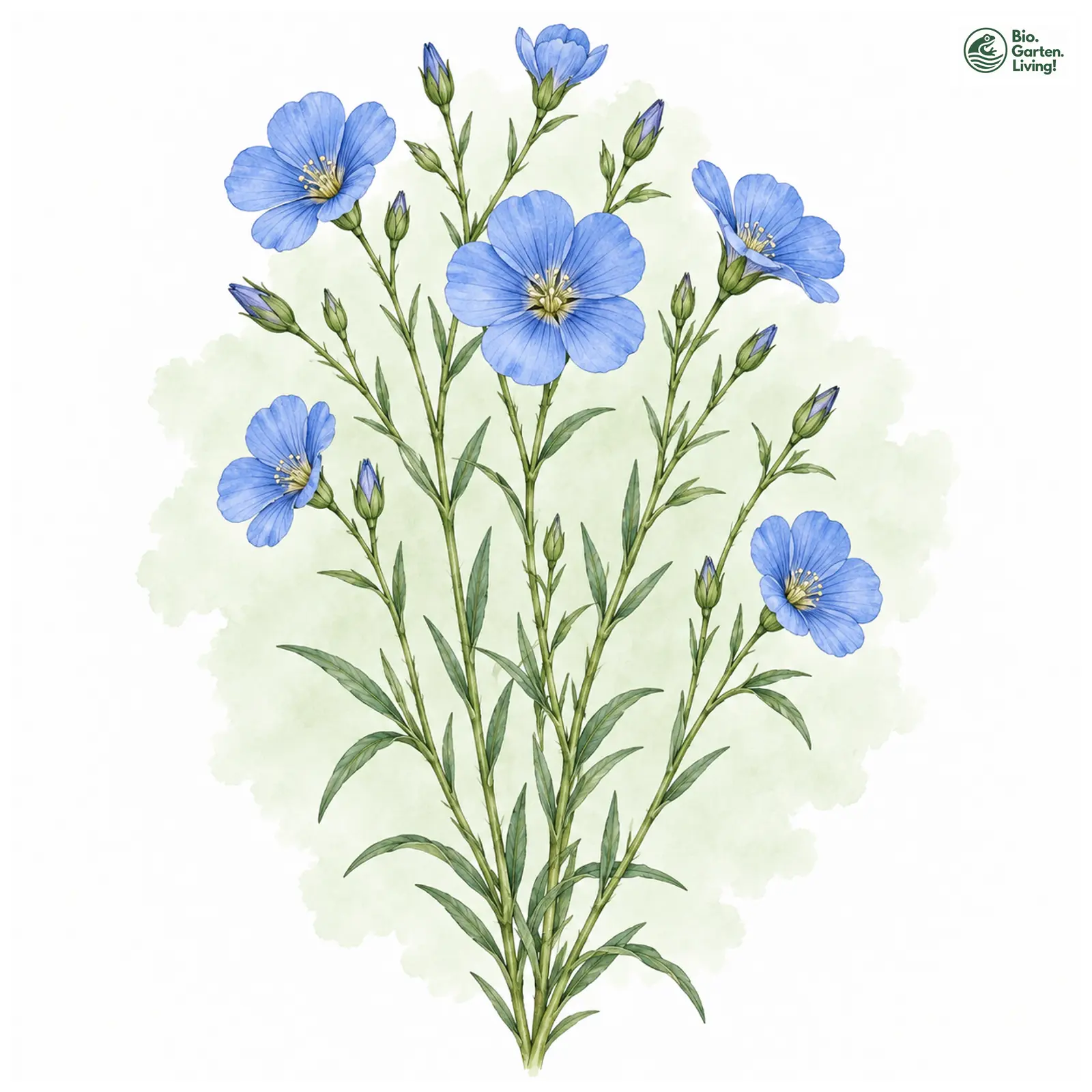 Aquarellzeichnung: Österreichischer Lein (Linum austriacum)