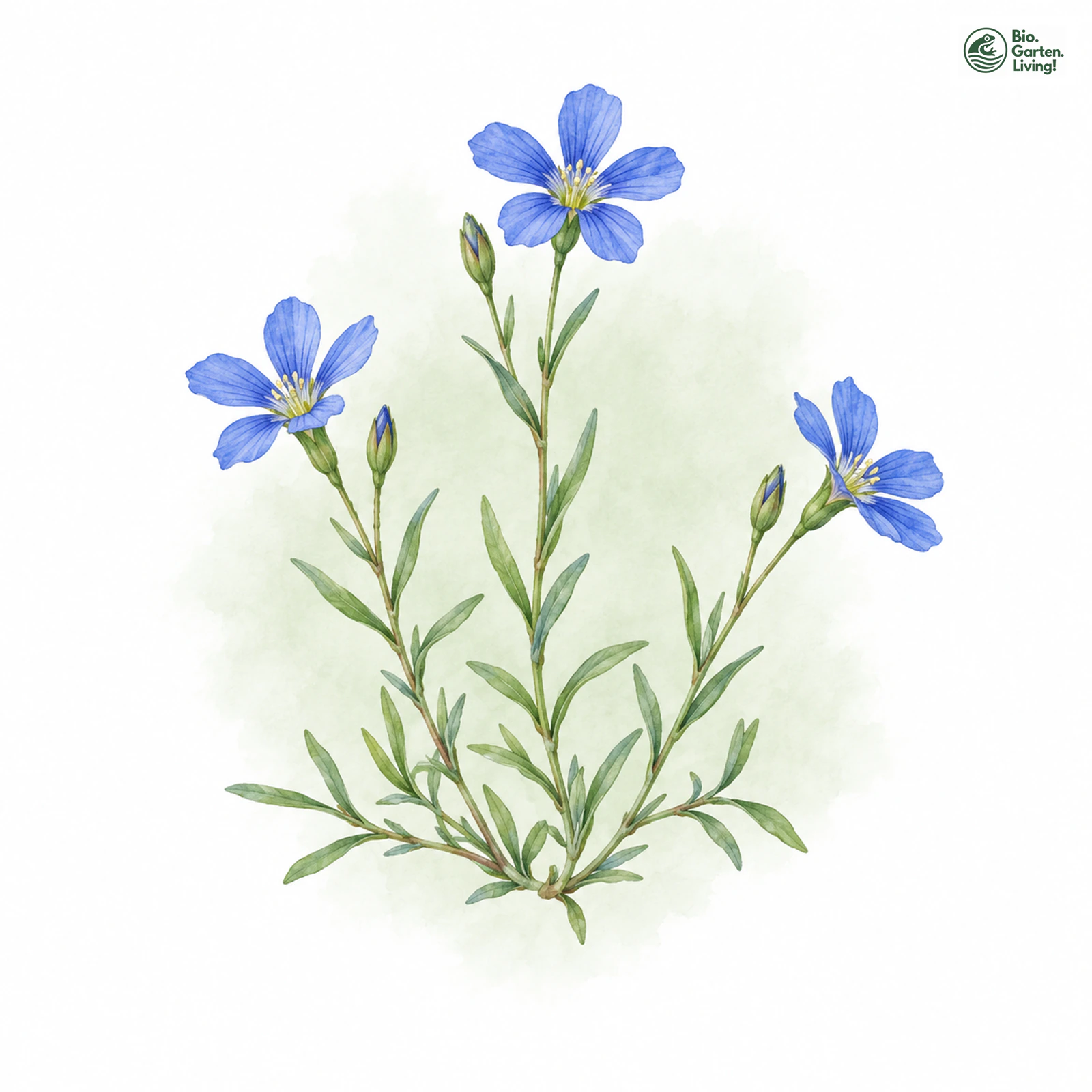 Aquarellzeichnung: Lothringer Lein (Linum leonii)