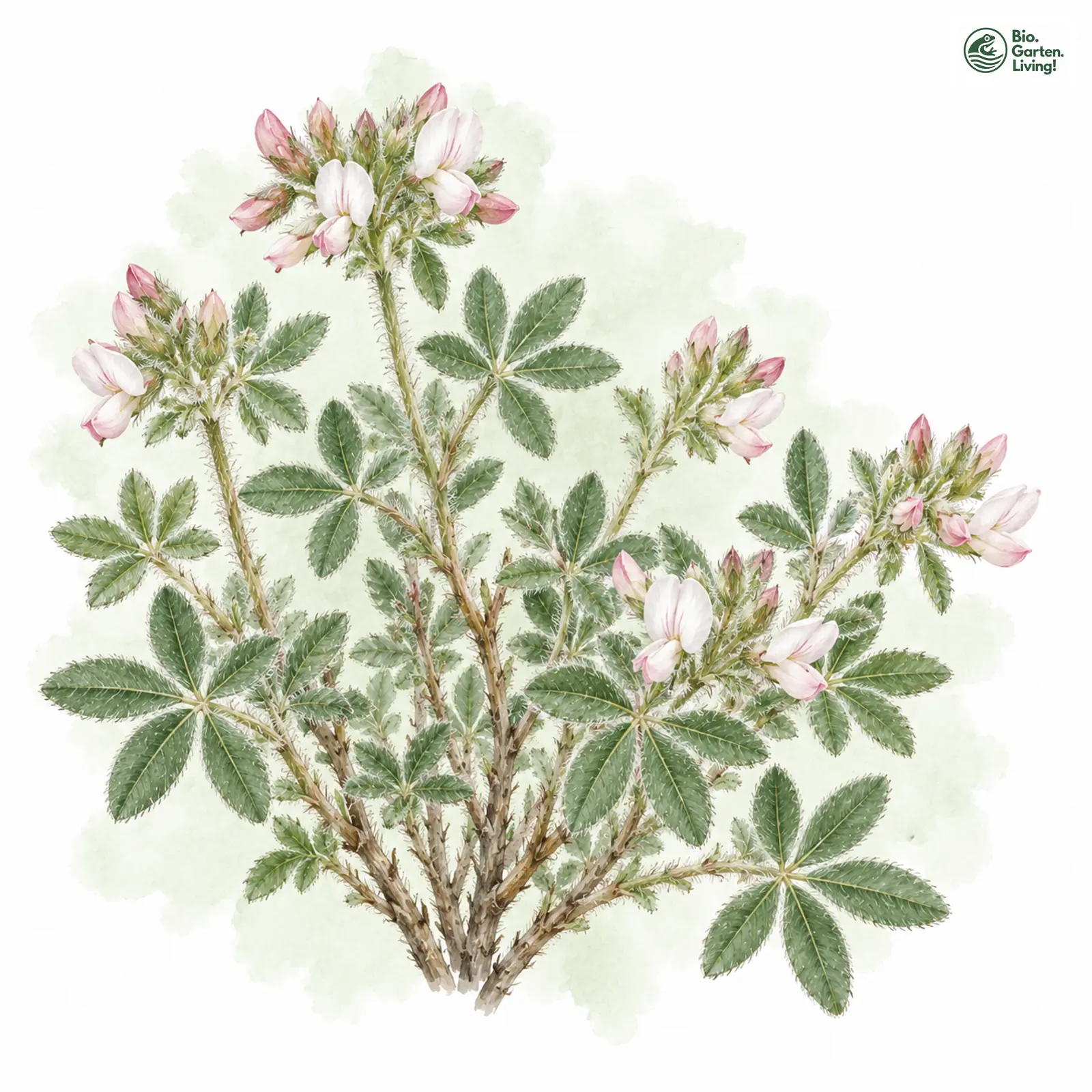 Aquarellzeichnung: Rauhaariger Backenklee (Lotus hirsutus)