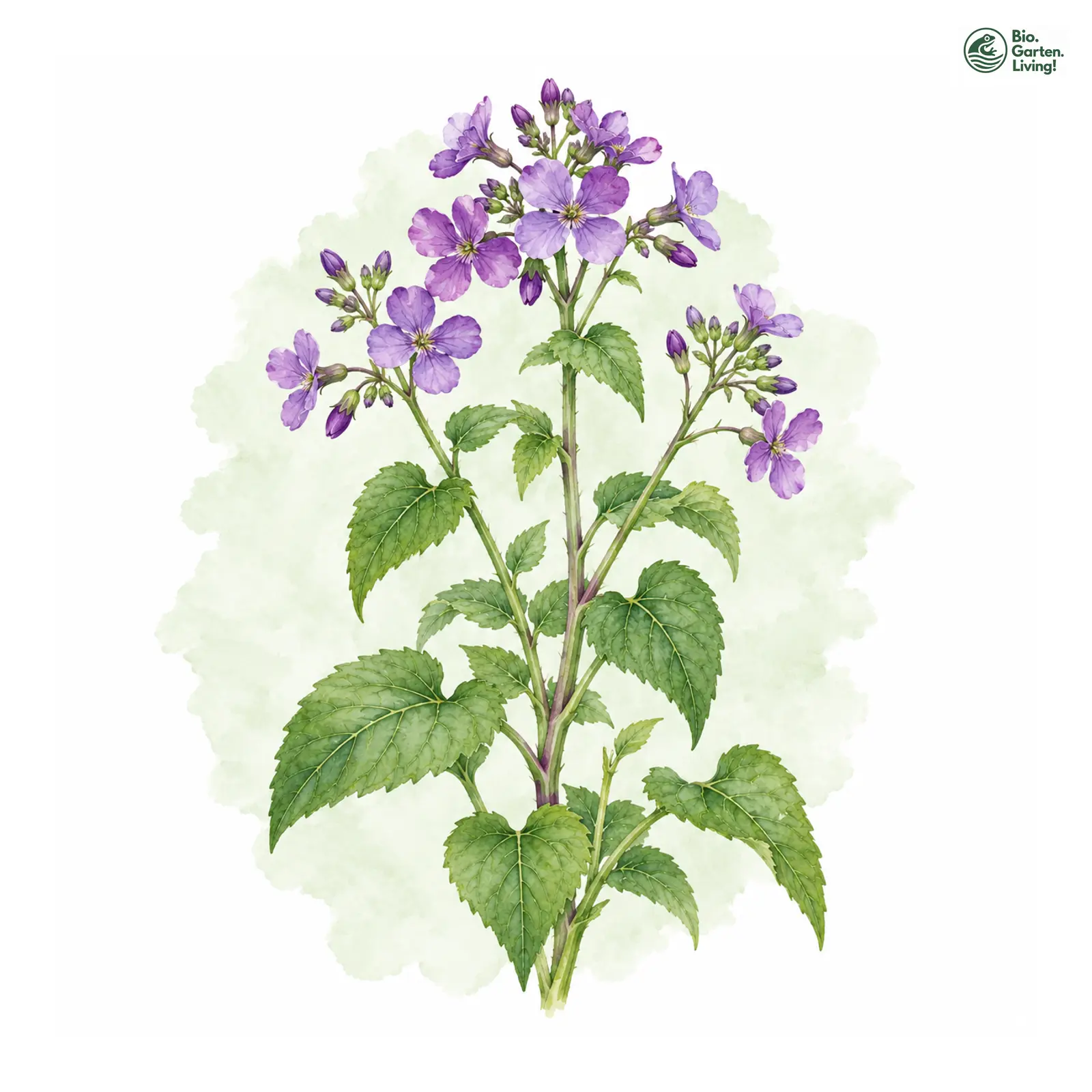 Aquarellzeichnung: Einjähriges Silberblatt (Lunaria annua)