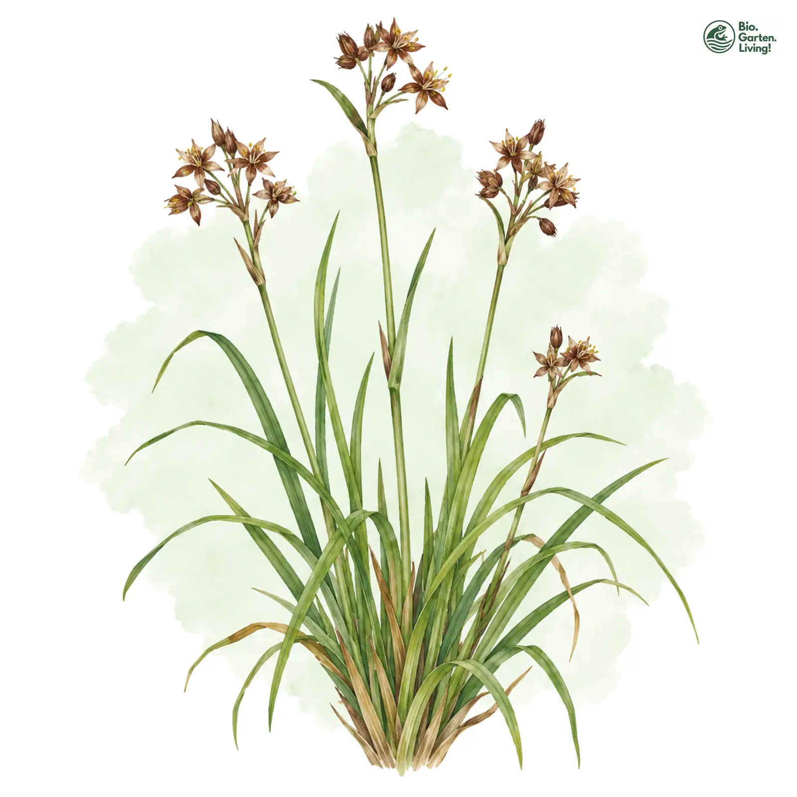 Aquarellzeichnung: Gewöhnliche Hainsimse (Luzula campestris)