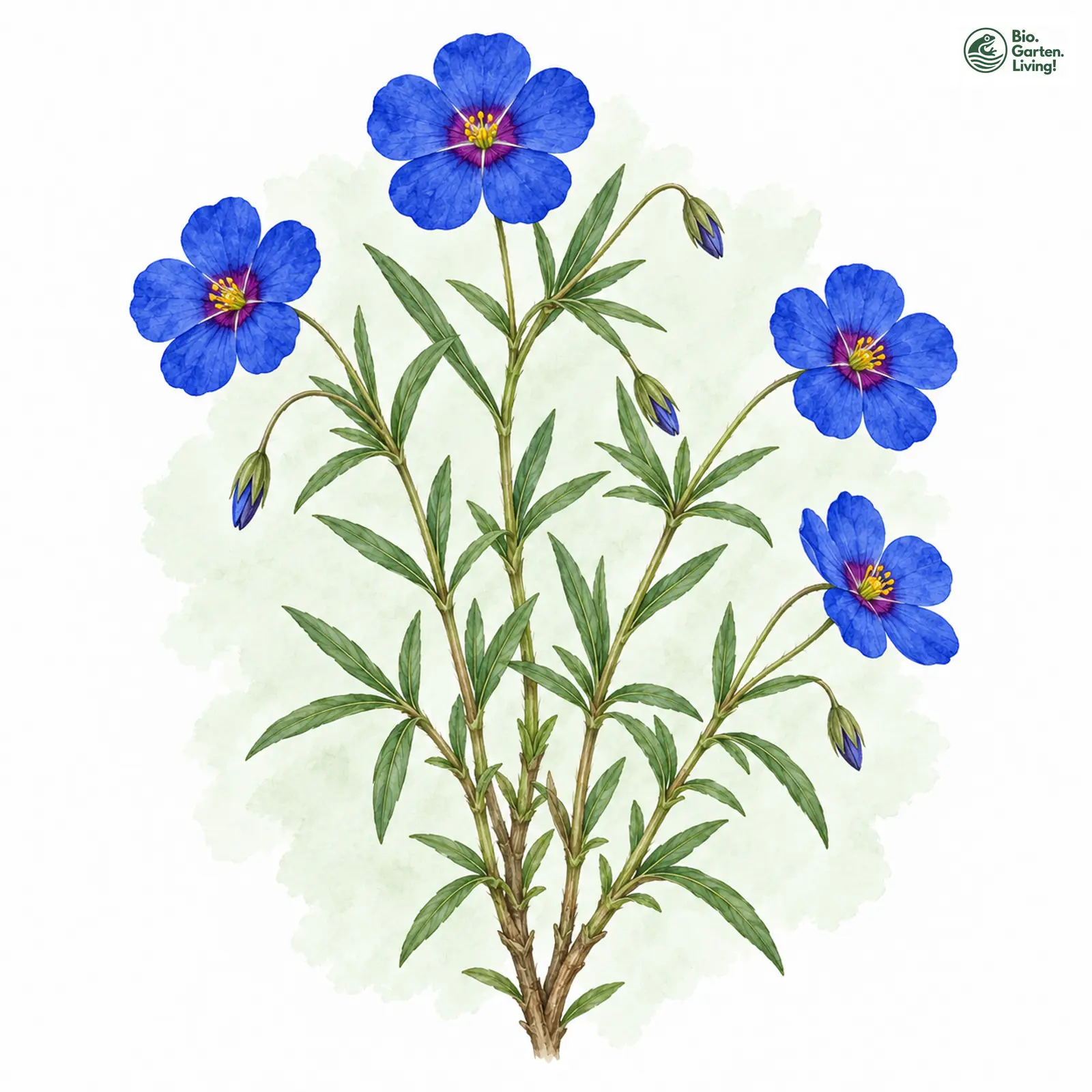 Aquarellzeichnung: Leinblättriger Gauchheil (Lysimachia monelli)