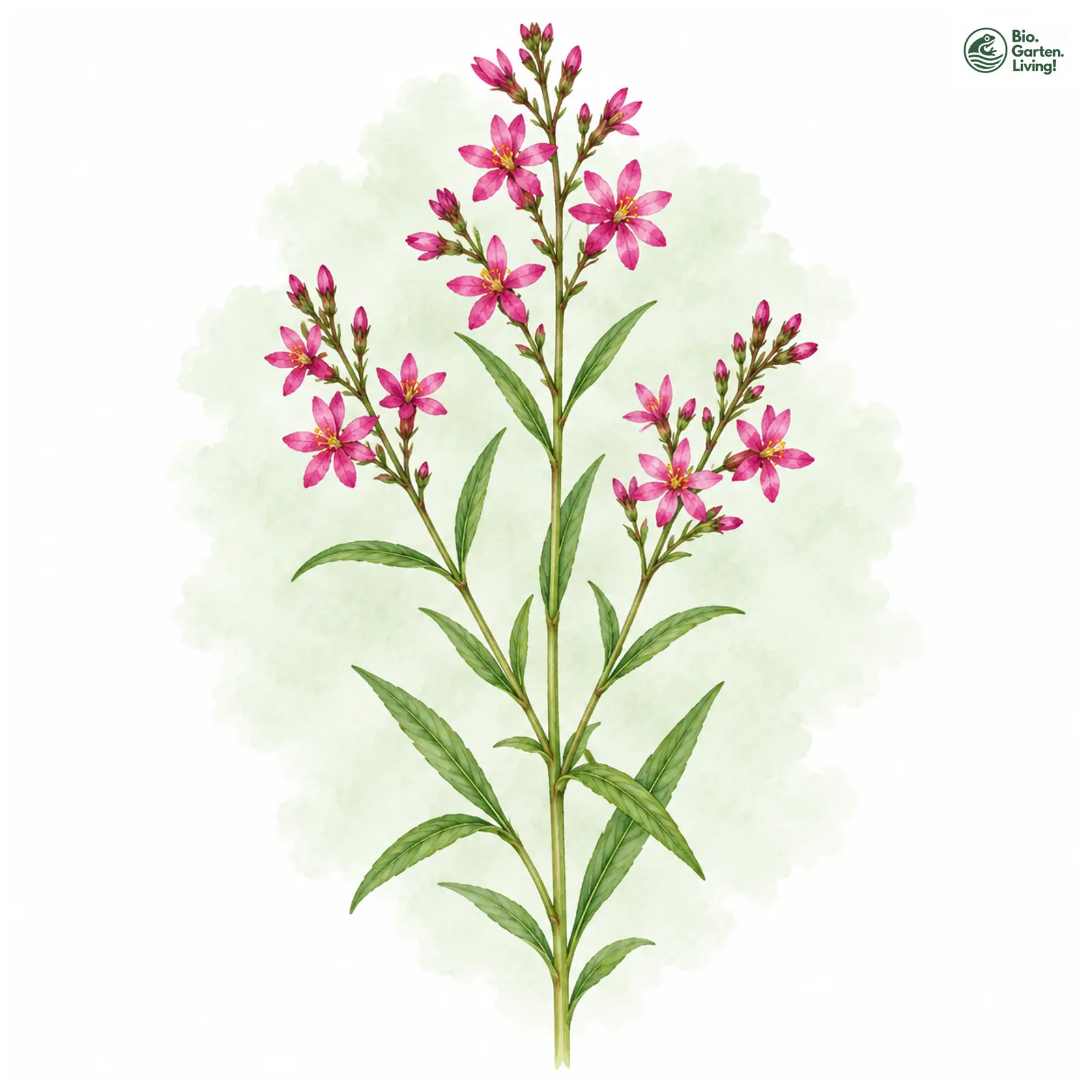 Aquarellzeichnung: Ruten-Blutweiderich (Lythrum virgatum)