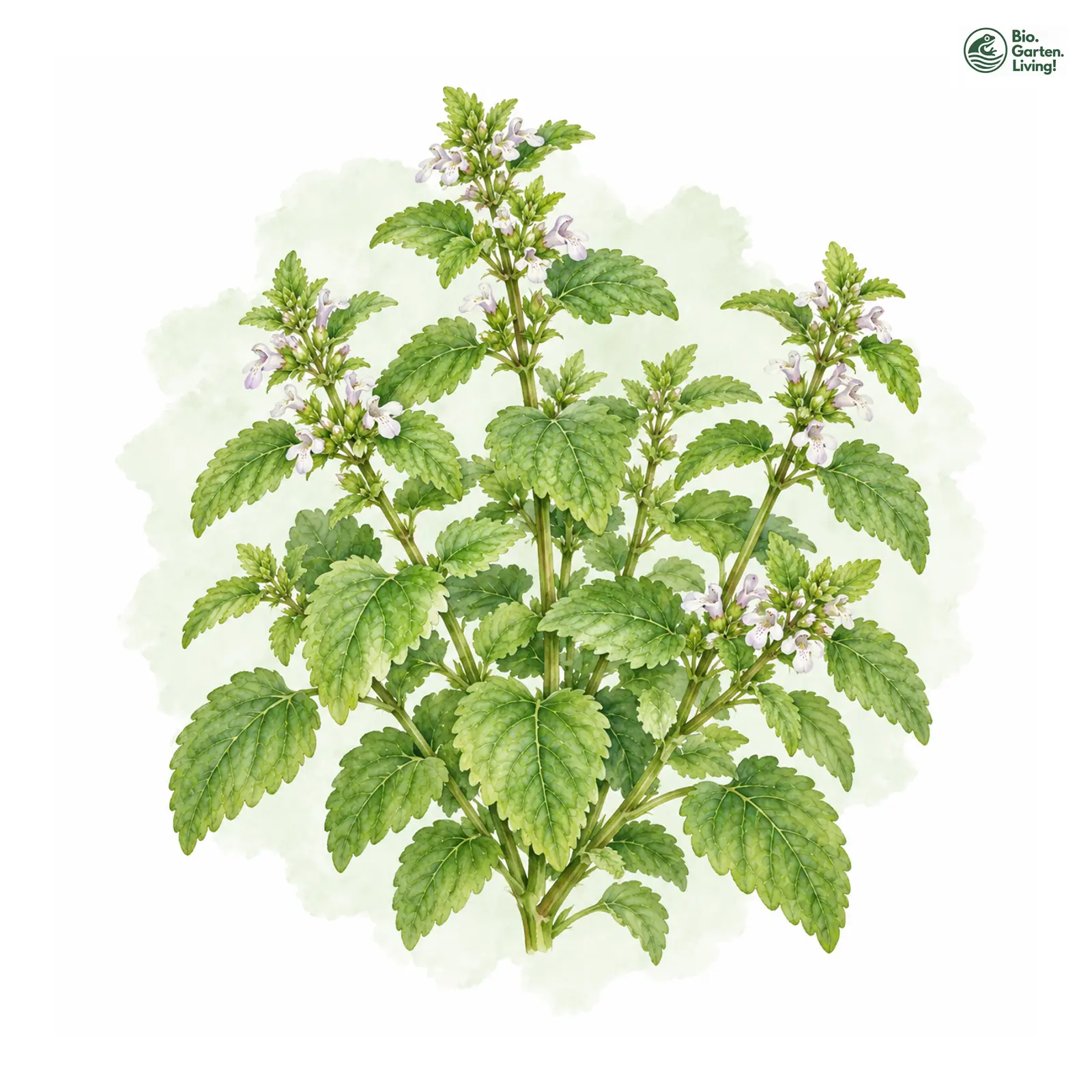 Aquarellzeichnung: Zitronenmelisse (Melissa officinalis)