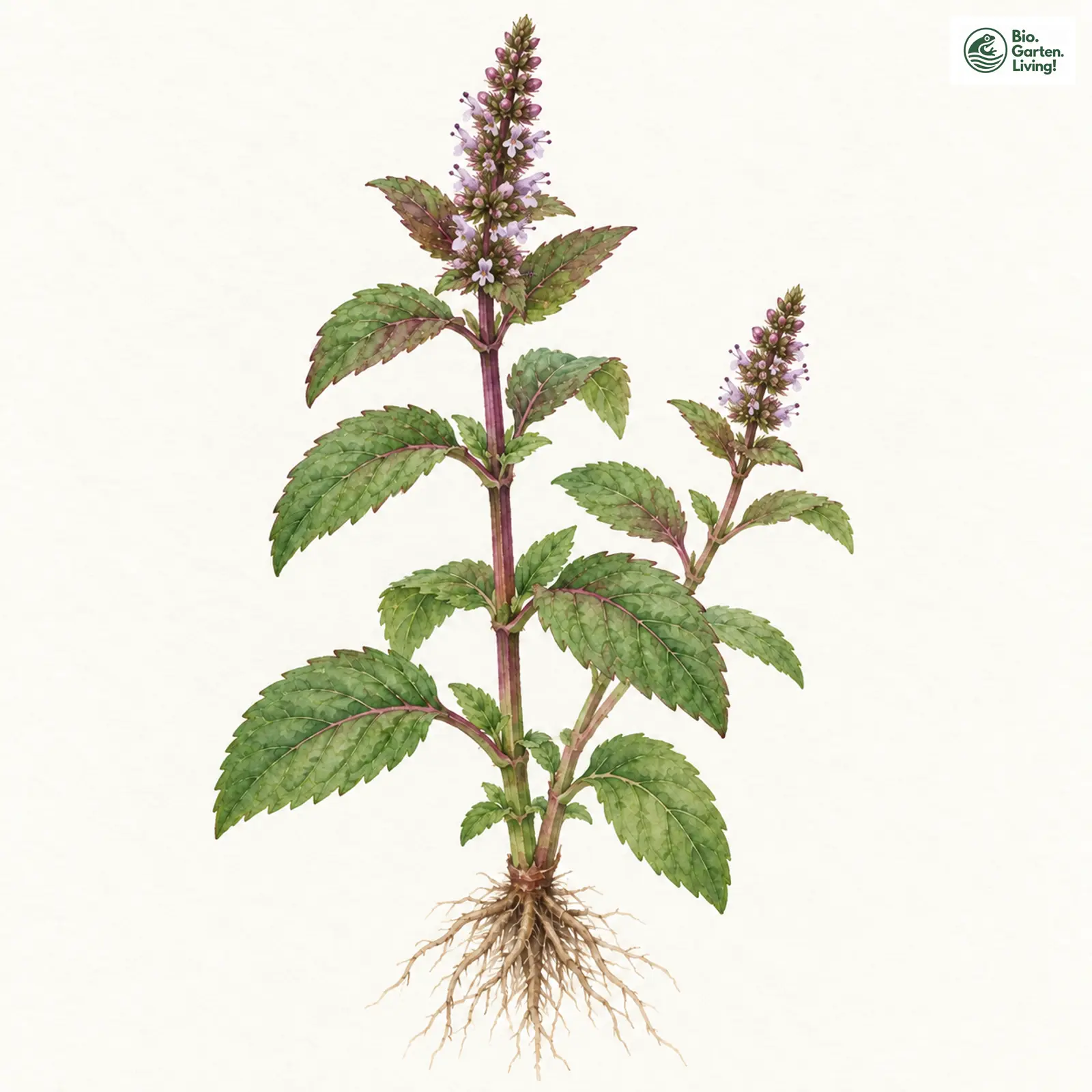 Aquarellzeichnung: Rote Minze (Mentha smithiana)