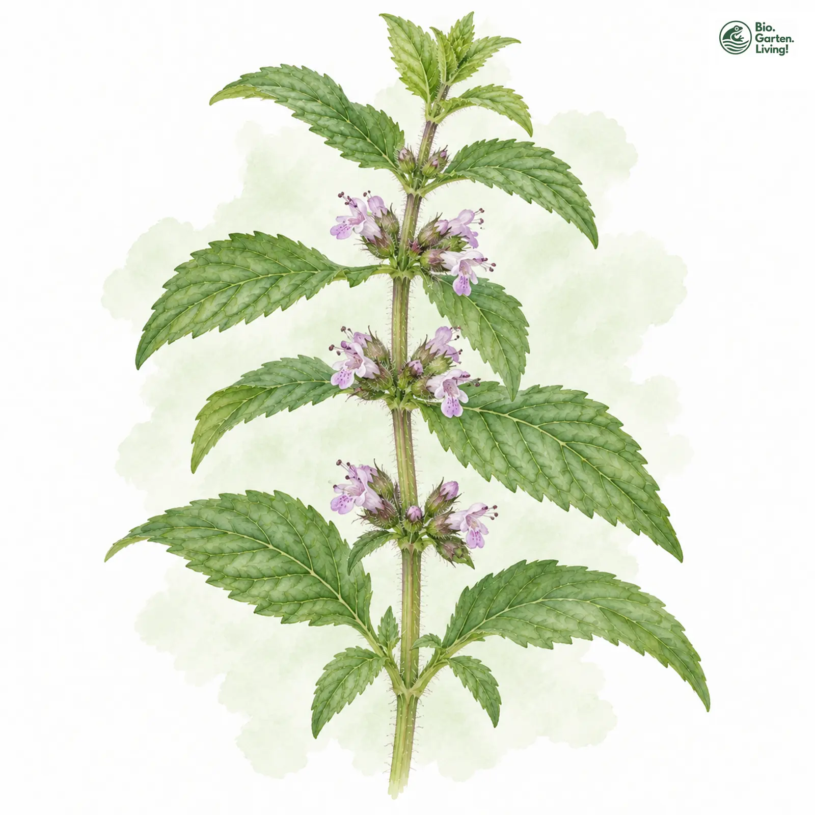 Aquarellzeichnung: Quirl-Minze (Mentha verticillata (im engeren Sinne))