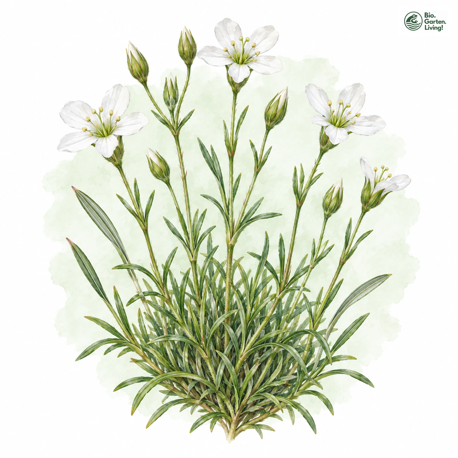Aquarellzeichnung: Österreichische Miere (Minuartia austriaca)
