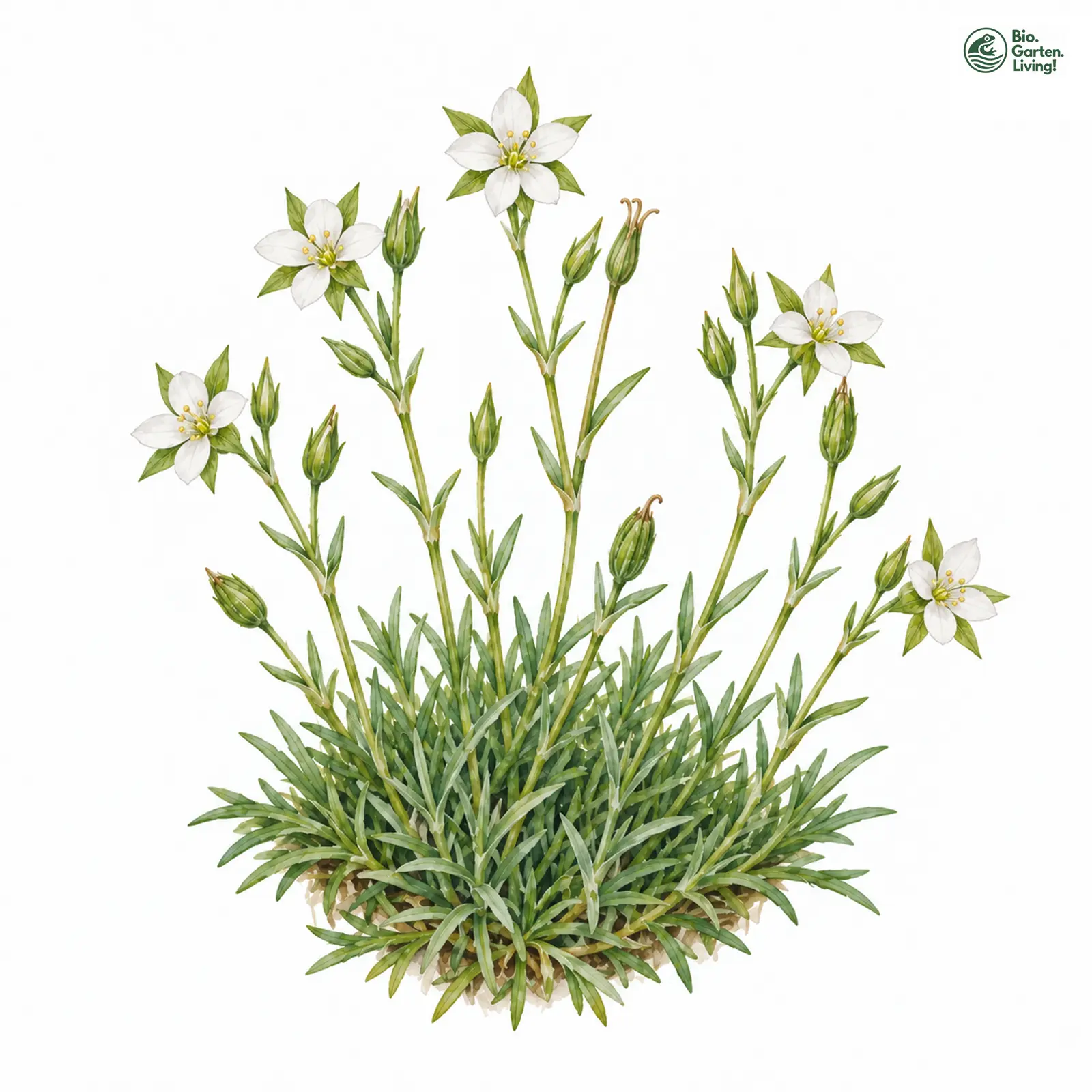 Aquarellzeichnung: Frühlings-Miere (I. W. S.) (Minuartia verna (im weiteren Sinne))