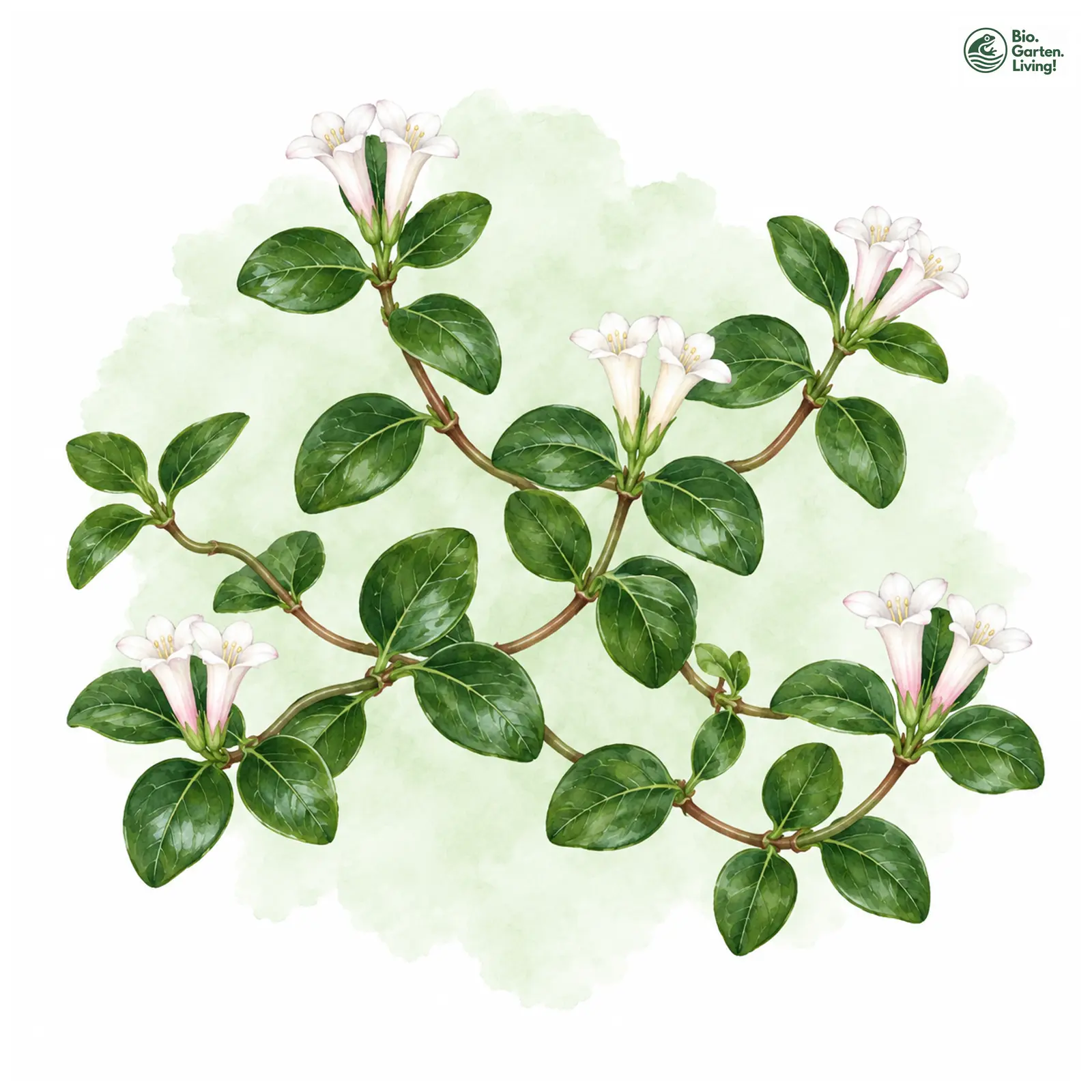 Aquarellzeichnung: Echte Rebhuhnbeere (Mitchella repens)