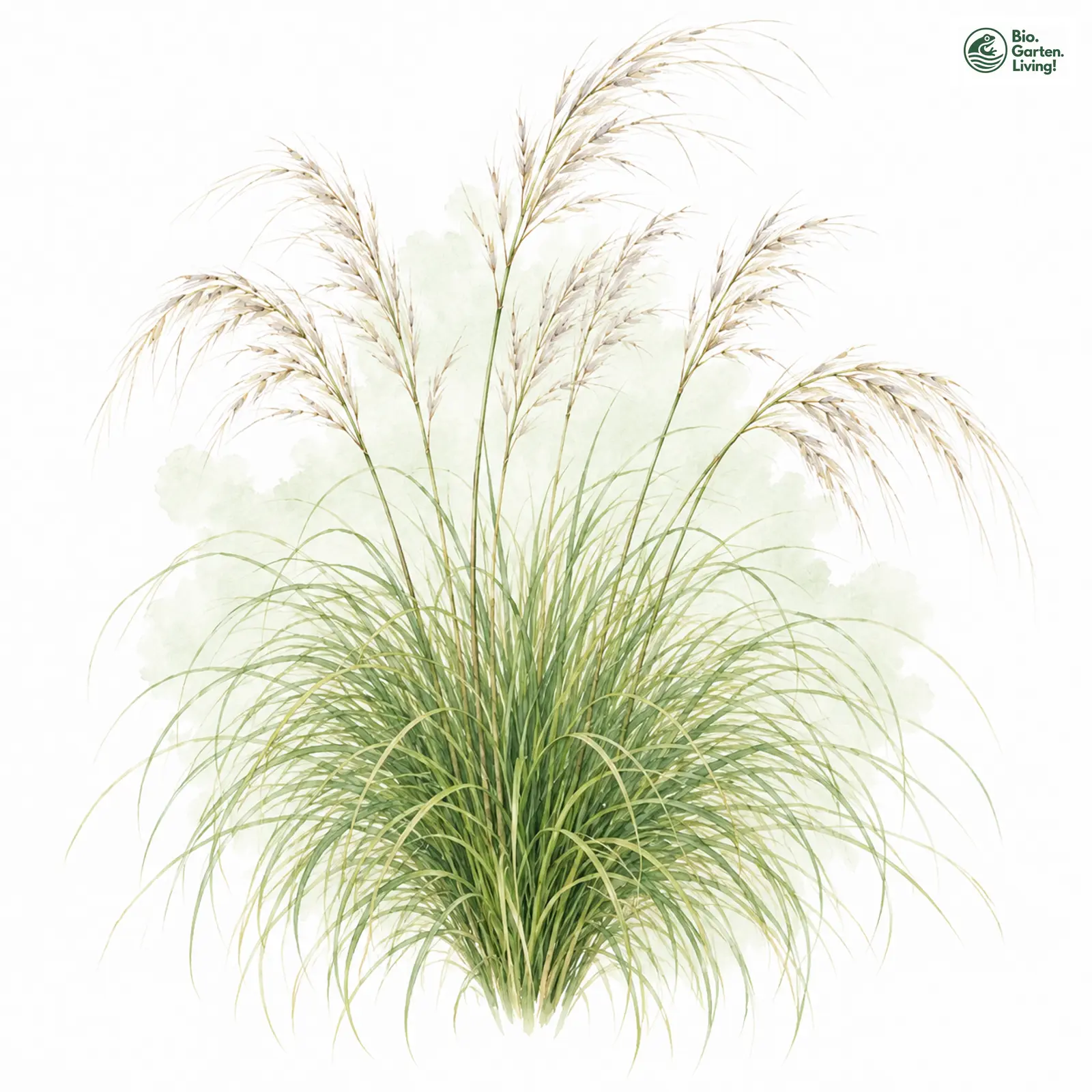 Aquarellzeichnung: Mexikanisches Federgras (Nassella tenuissima)