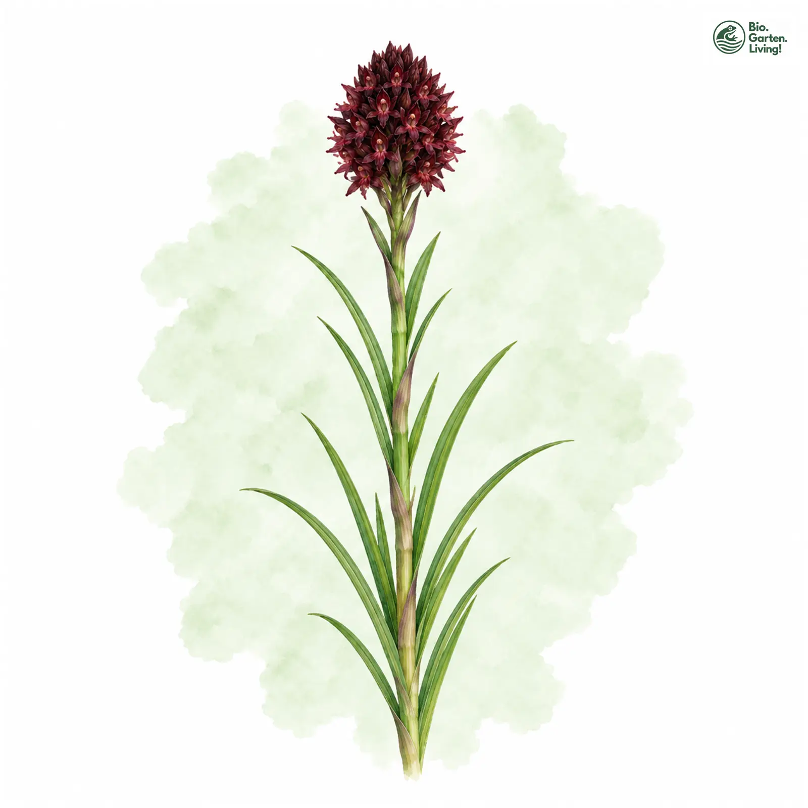 Aquarellzeichnung: Schwarzes Kohlröschen (Nigritella nigra (im engeren Sinne))
